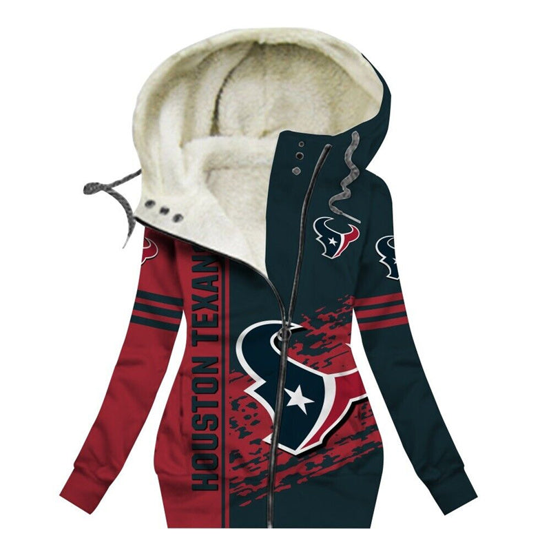 Houston TexansWomen's Zip-Up Tunic Fleece Hoodie
