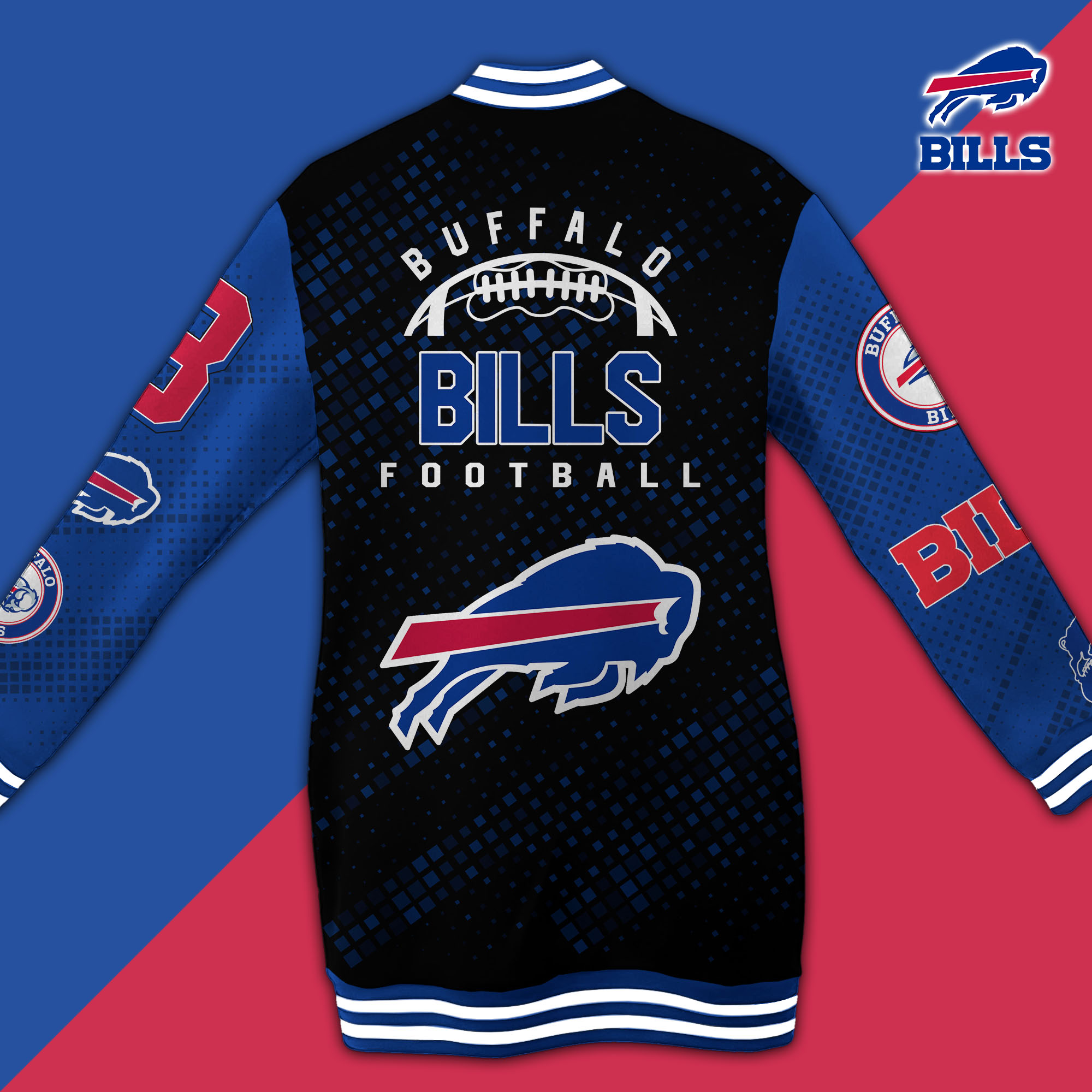 Buffalo Bills Limited Edition Button Down Long Sleeve Jacket Dress