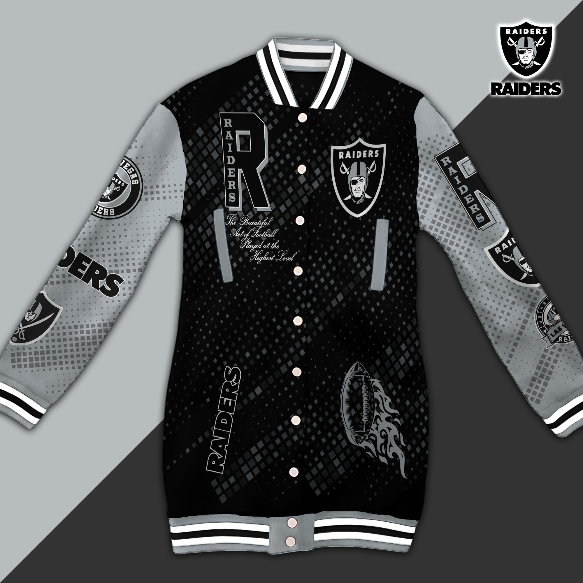 Las Vegas Raiders Limited Edition Button Down Long Sleeve Jacket Dress