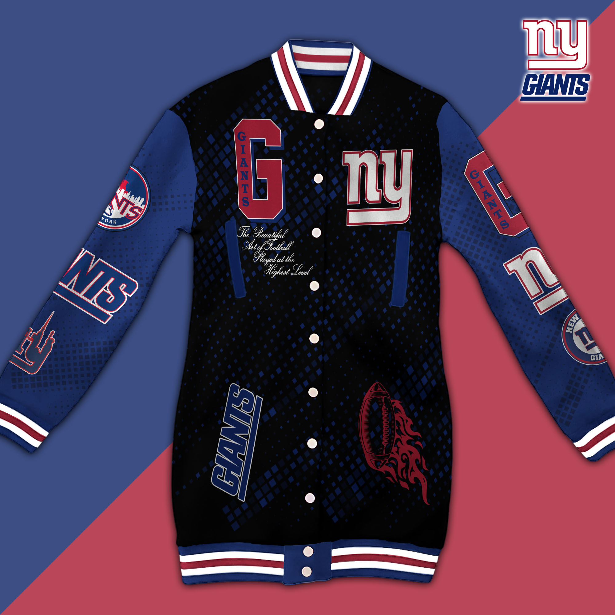 New York Giants Limited Edition Button Down Long Sleeve Jacket Dress