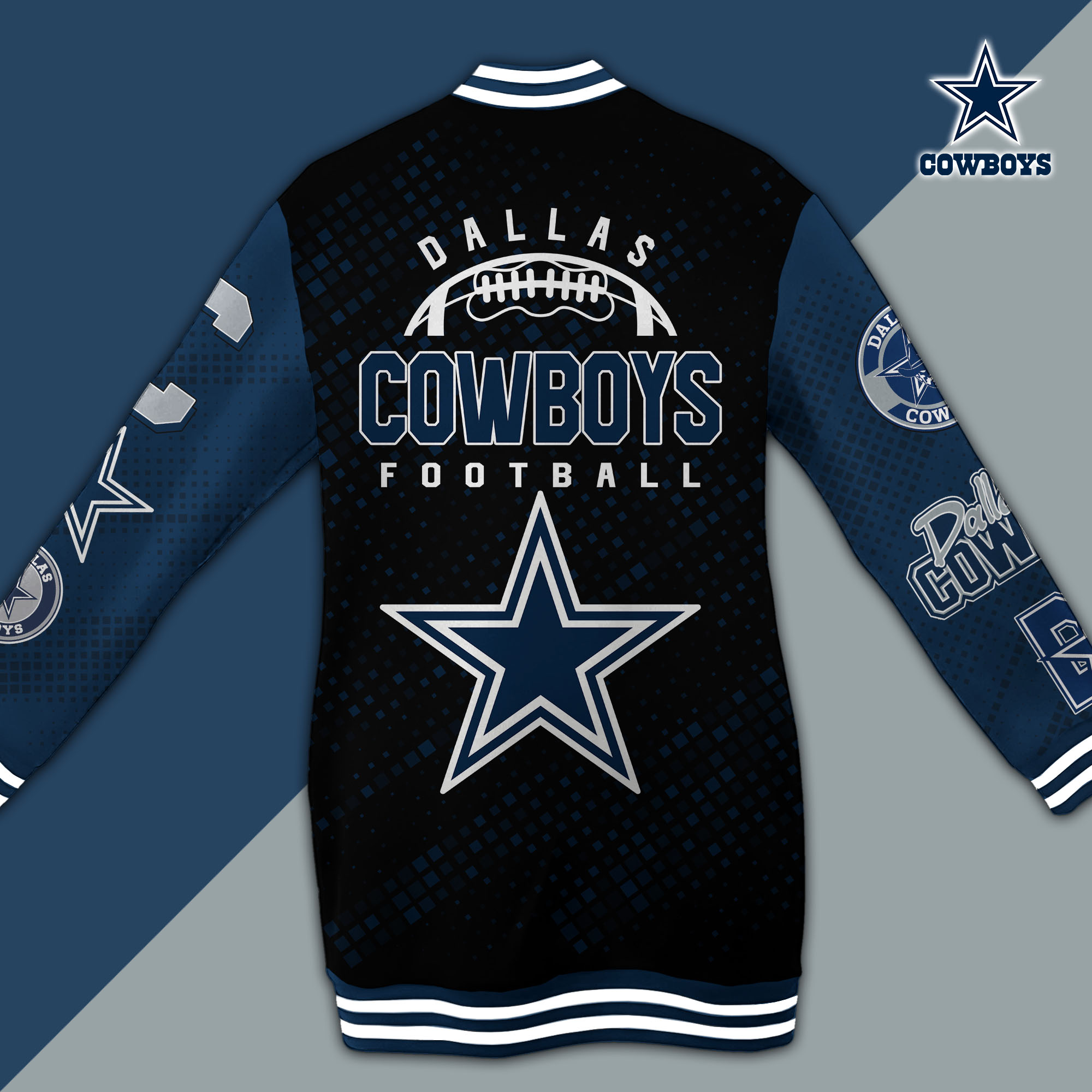 Dallas Cowboys Limited Edition Button Down Long Sleeve Jacket Dress
