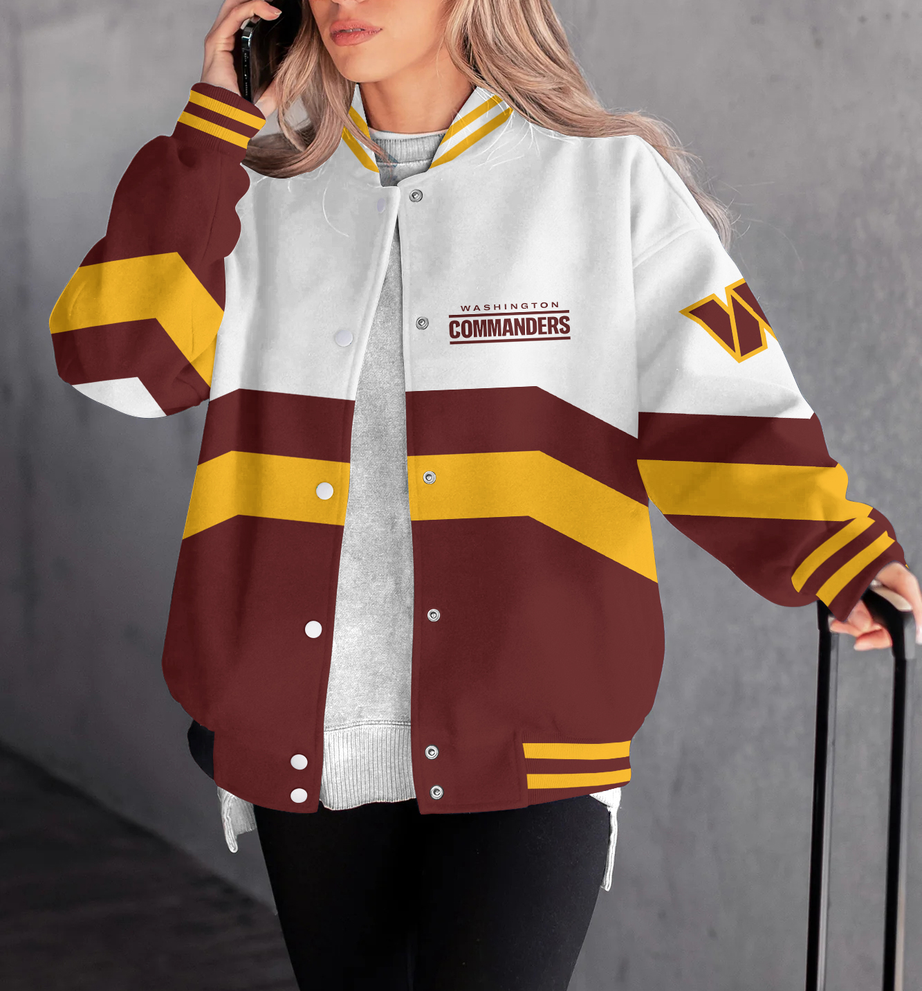 Washington Commanders Women's Long Pass Full- Snap Casual Jacket