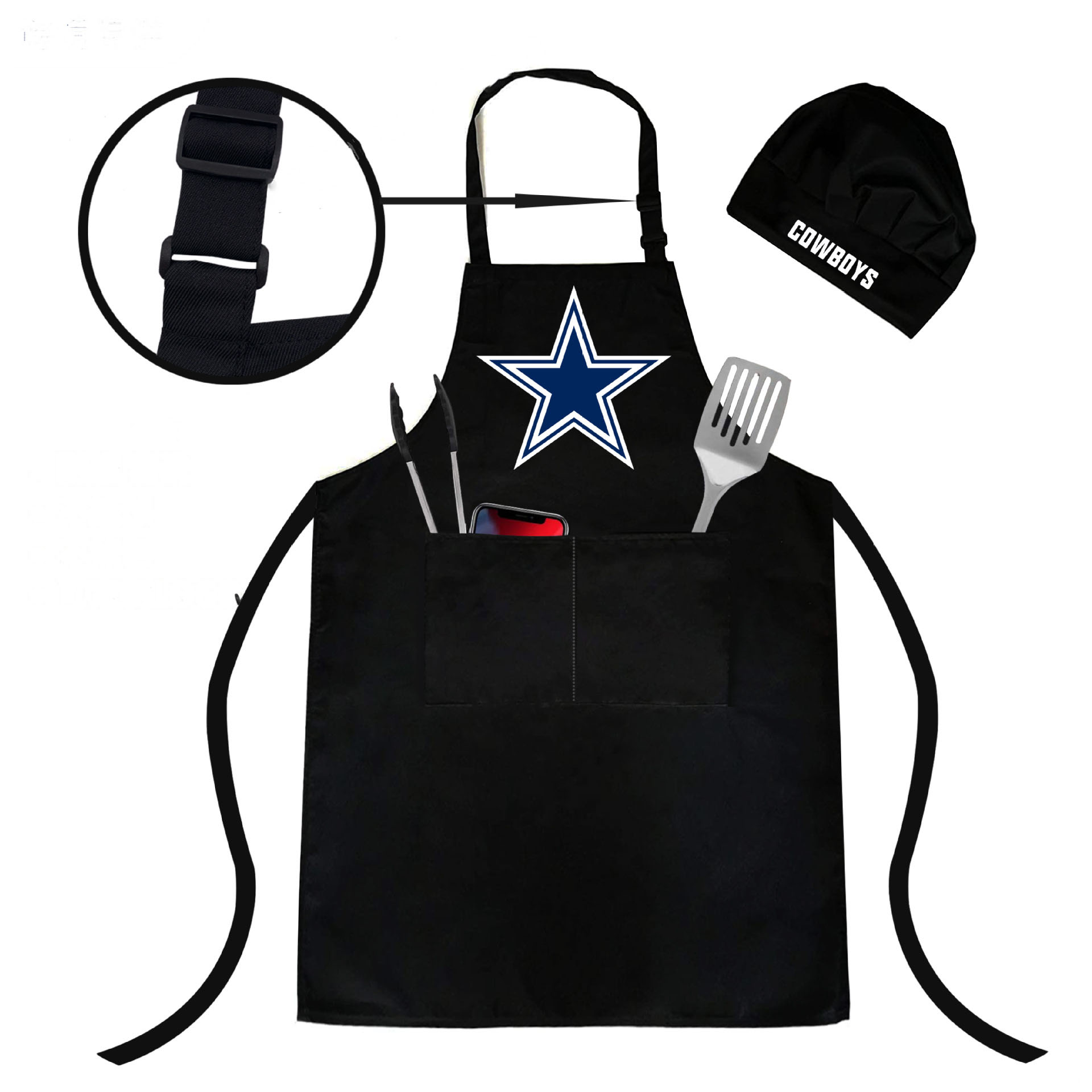 Waterproof Apron Kitchen Apron and Chef Hat Apron Set
