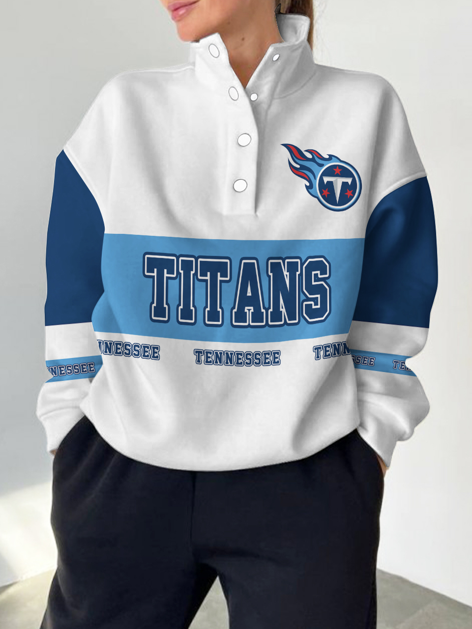 Tennessee Titans  2025 New Design Casual Snap  Mockneck Pullover