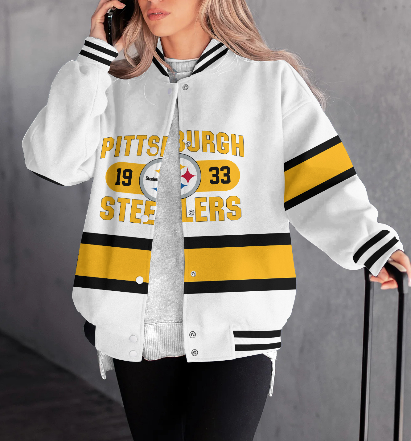 Pittsburgh Steelers Women's Long Pass Full- Snap Casual Jacket
