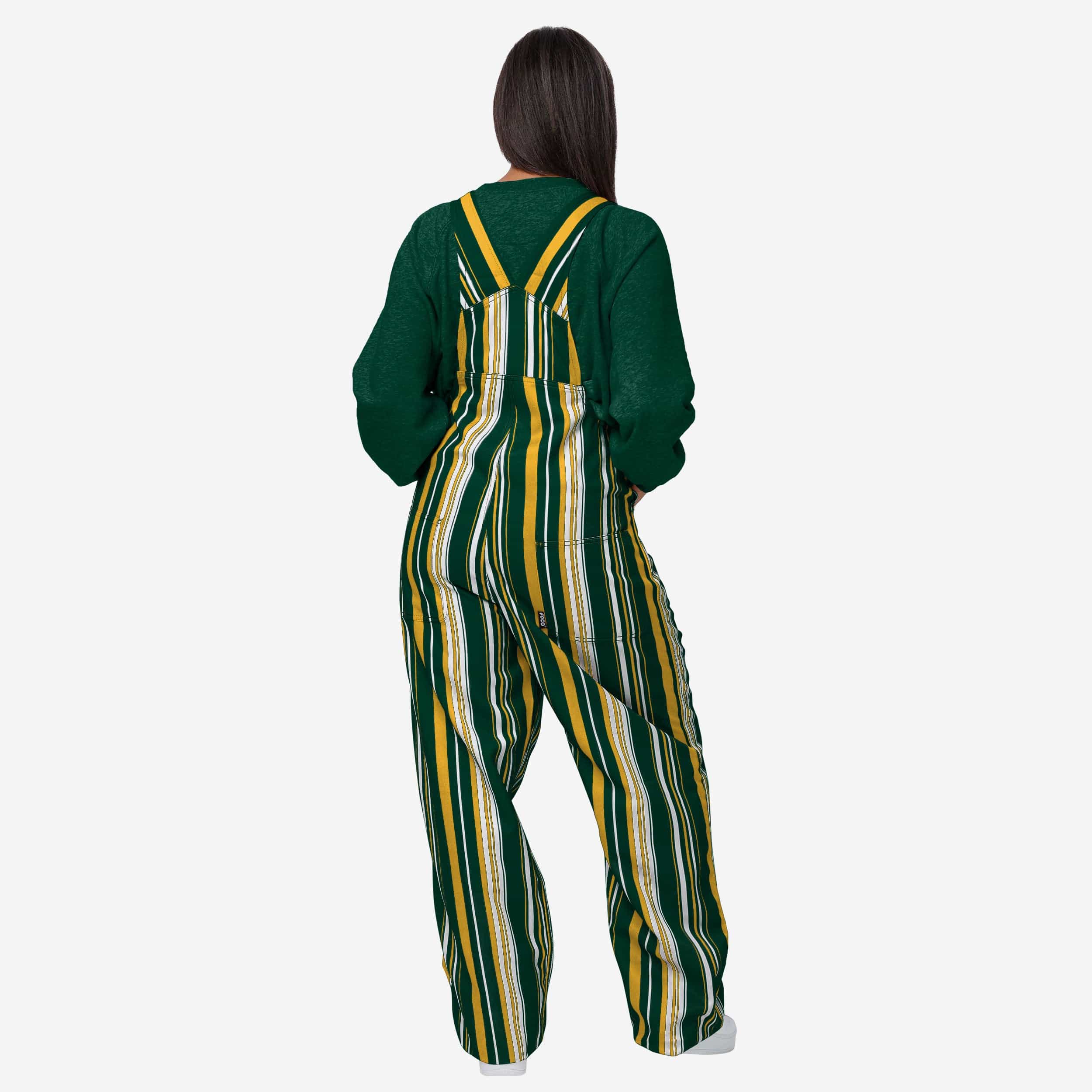 New Womens Hyper Stripe Bib Overalls