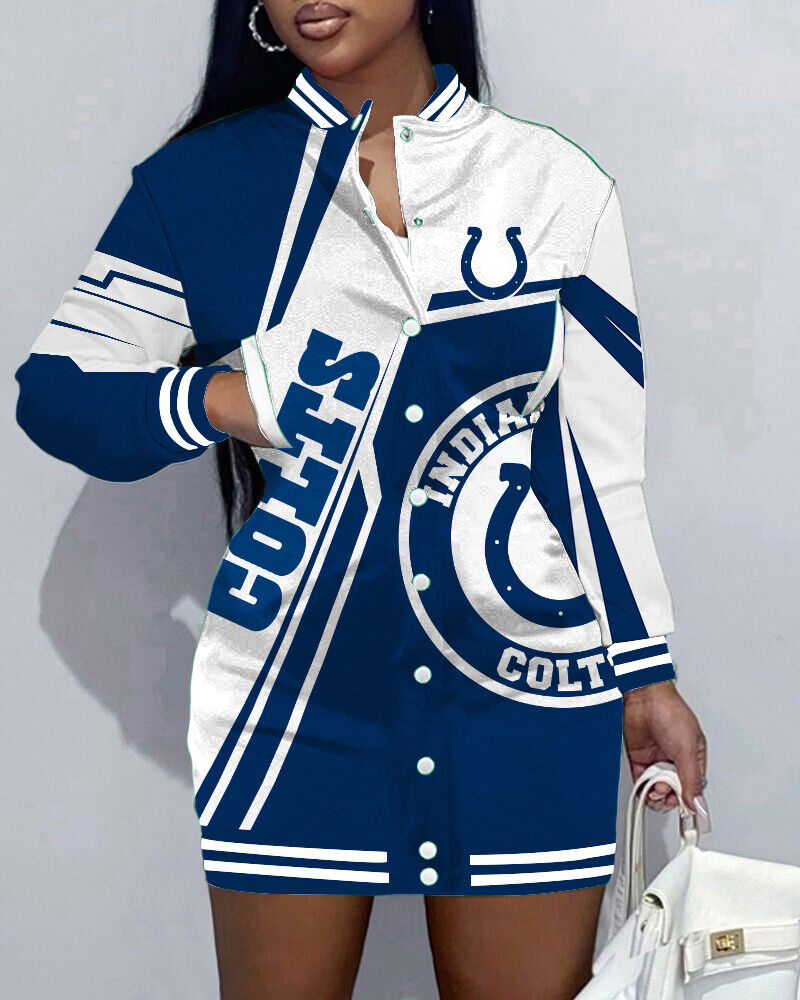 Indianapolis ColtsLimited Edition Button Down Long Sleeve Jacket Dress