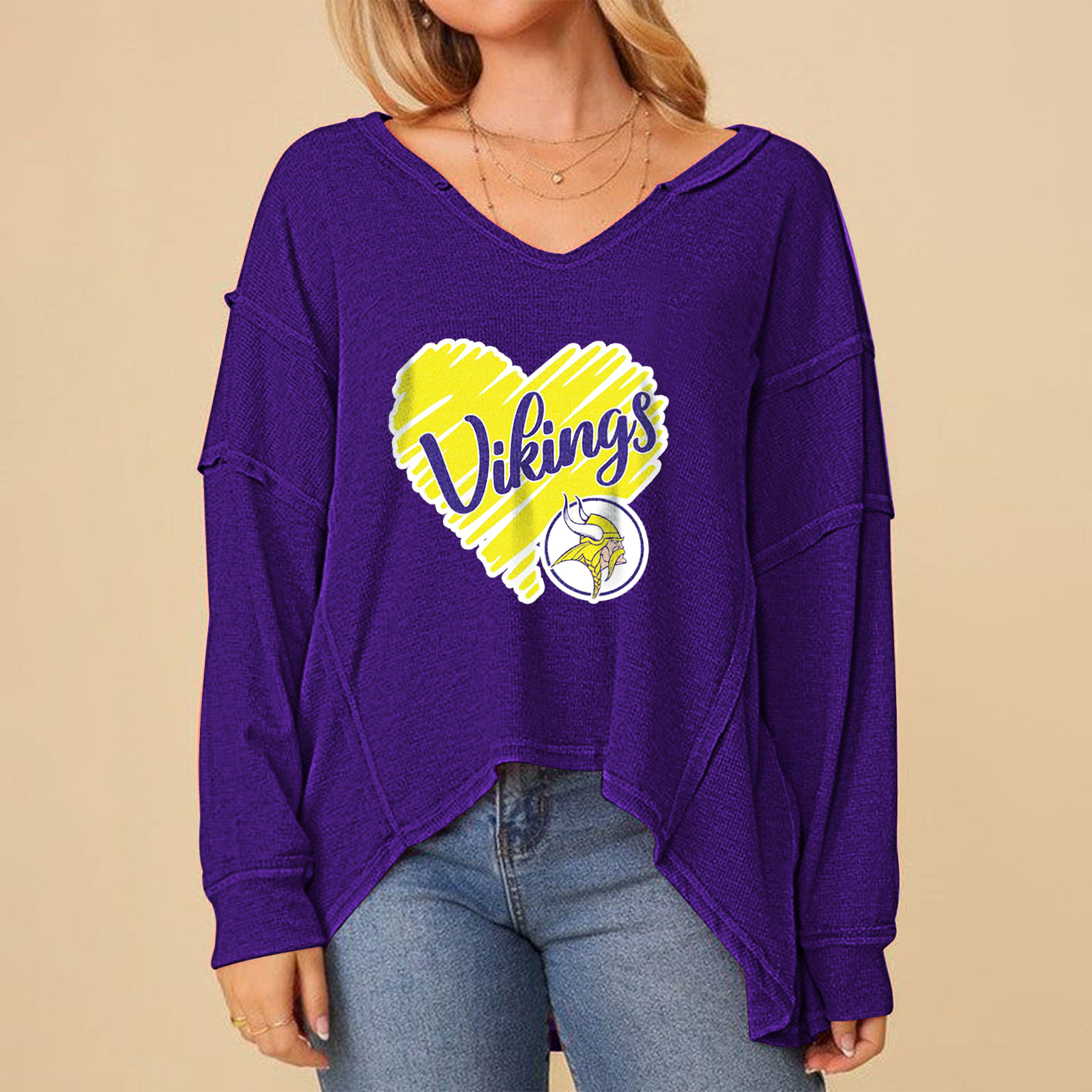 High Low V-Neck Oversized Top