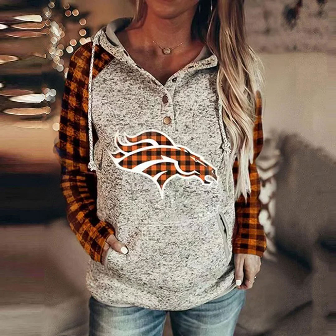 Denver Broncos Fashion Printed Patchwork Hoodie