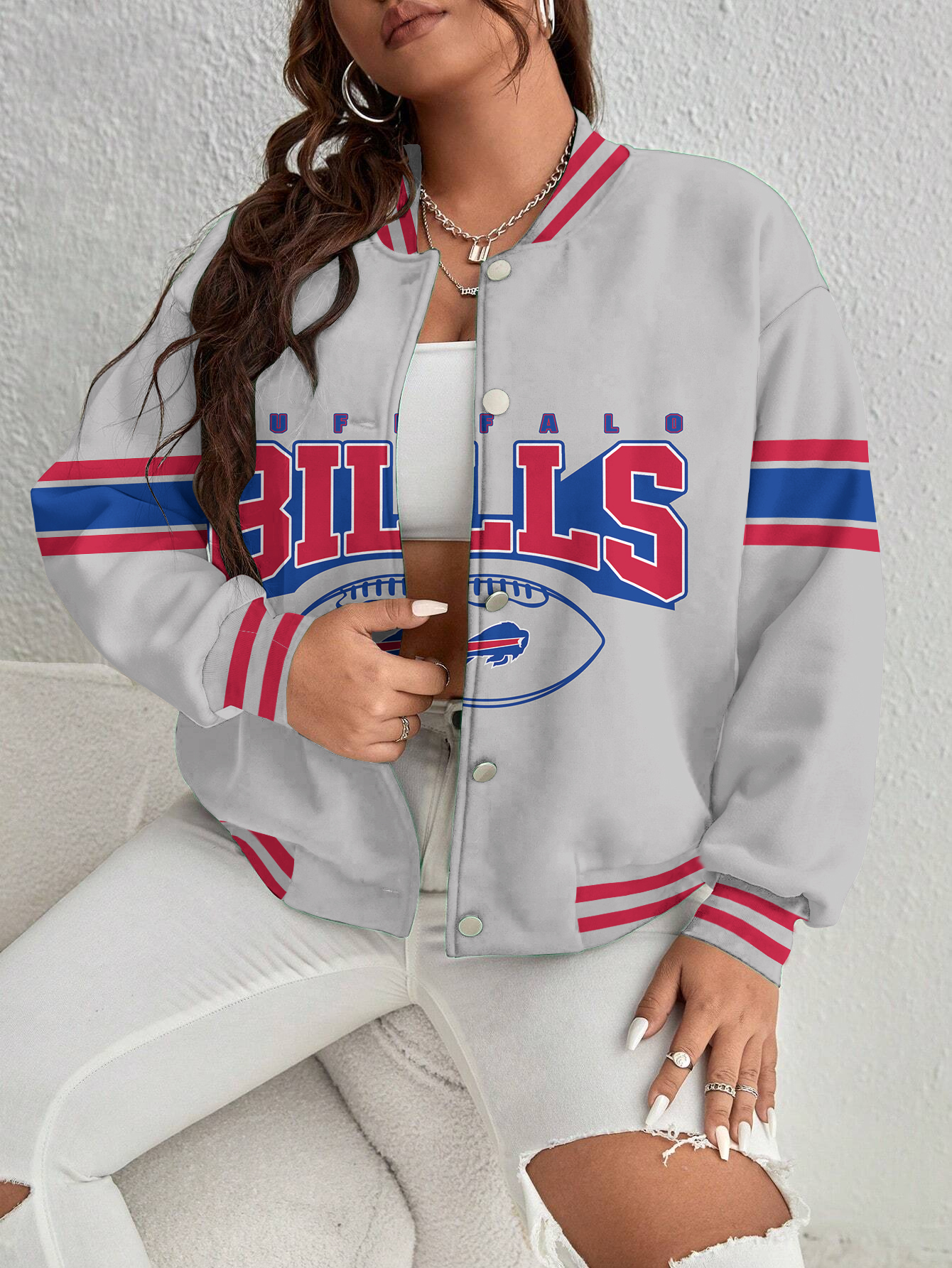 Buffalo Bills Women's Long Pass Full- Snap Casual Jacket