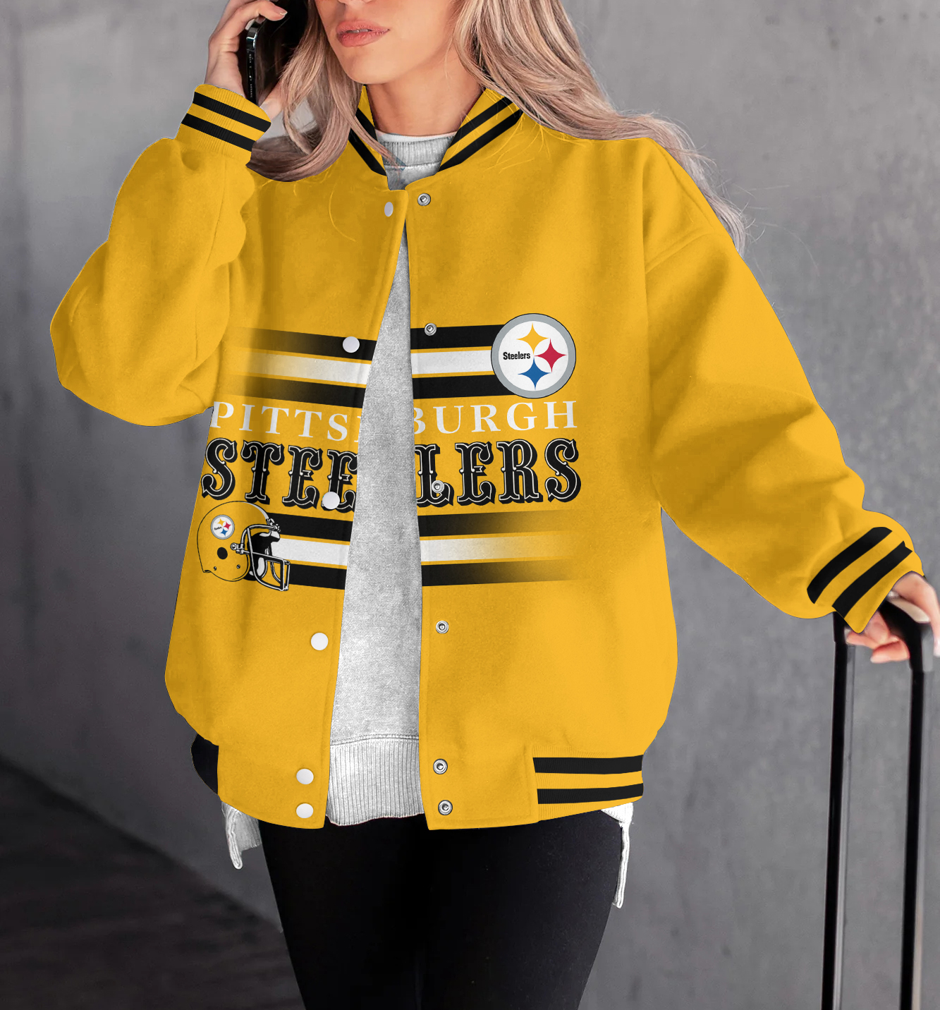 Pittsburgh Steelers Women's Long Pass Full- Snap Casual Jacket