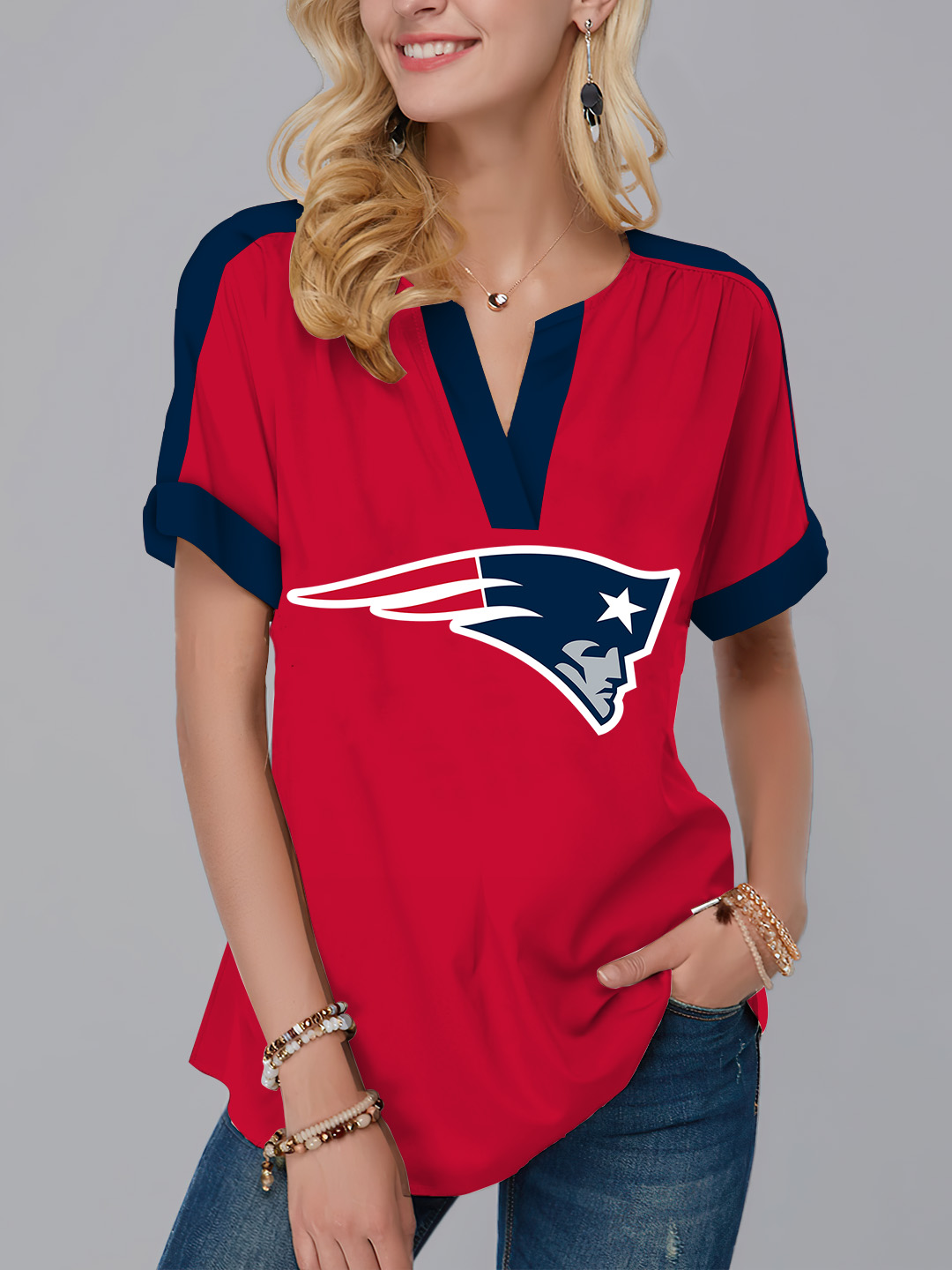 New  Fashion Short Sleeve V-Neck Shirt