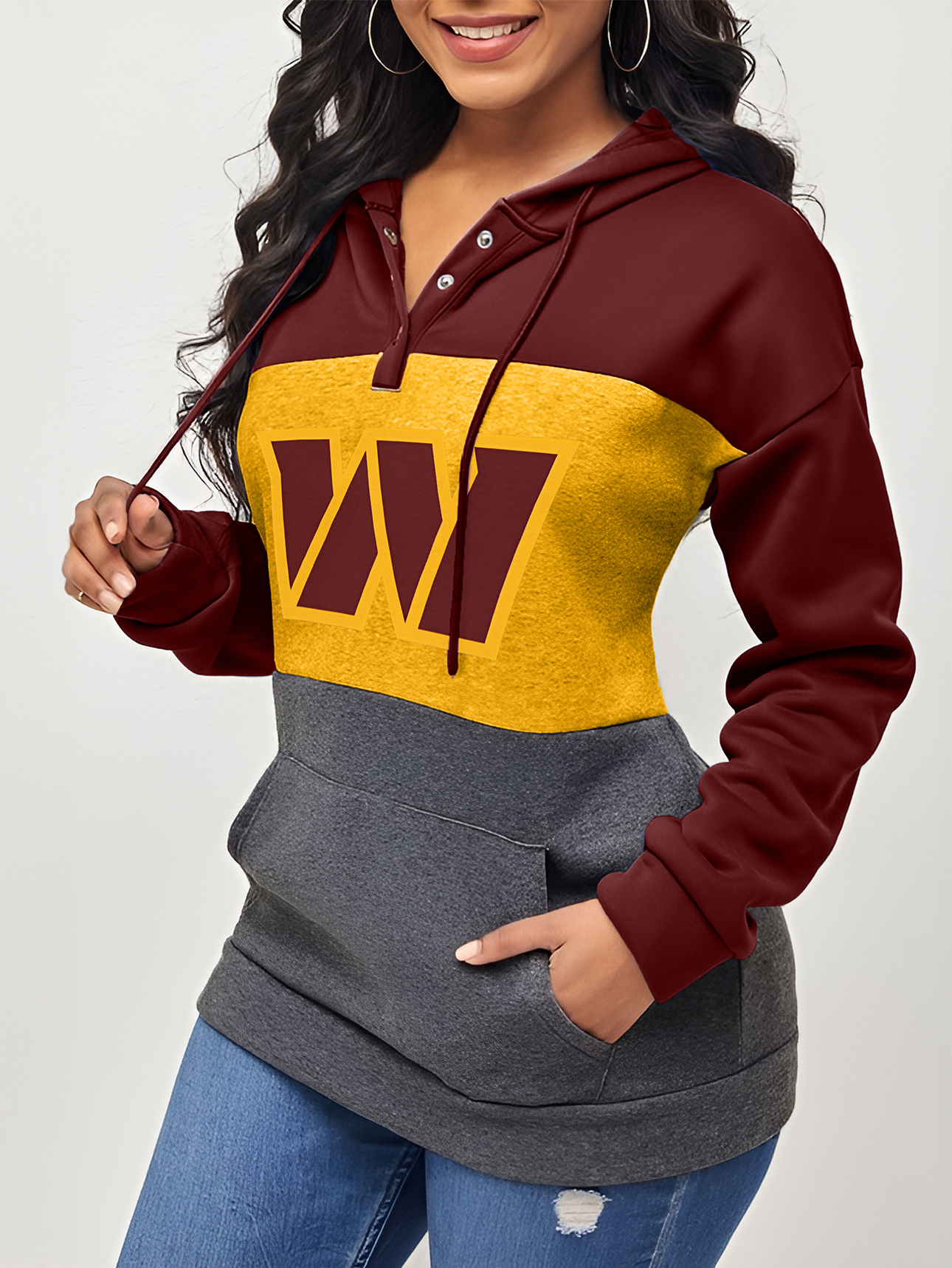 Women's Colorblock Drawstring Hoodie