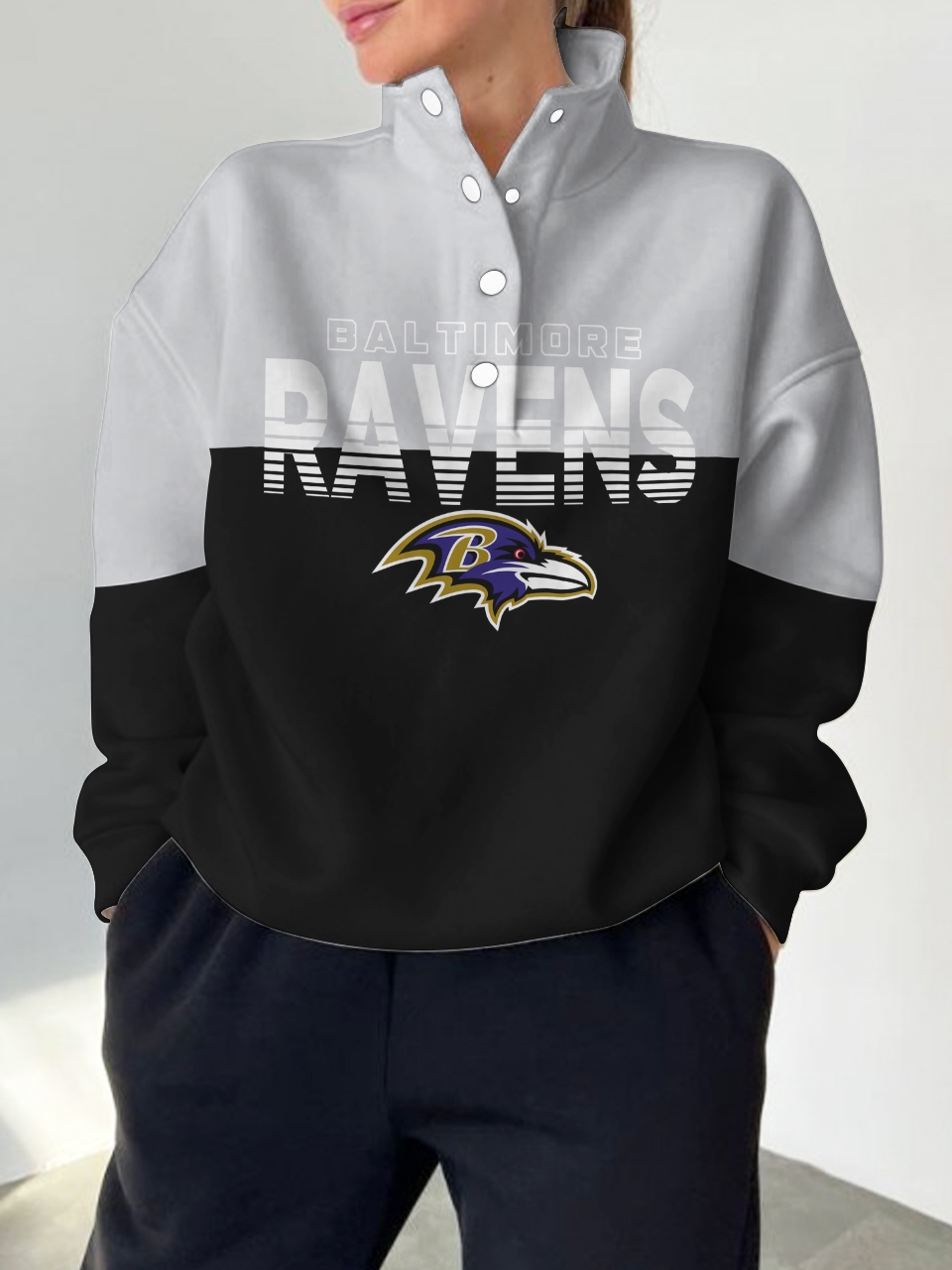 Baltimore Ravens 2025 New Design Casual Snap  Mockneck Pullover