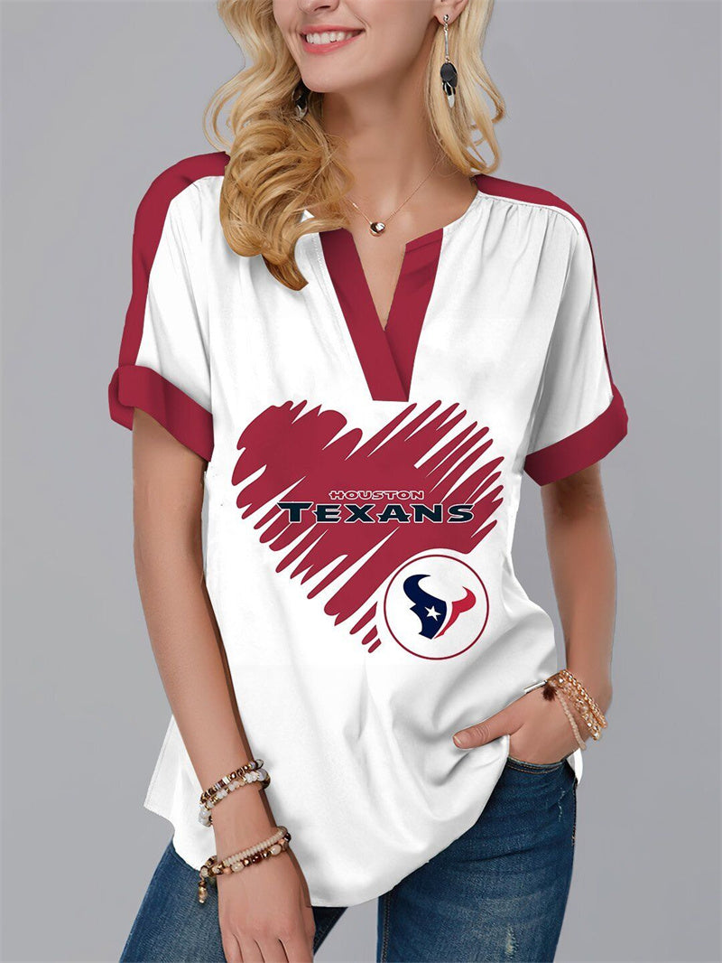 Houston TexansFashion Short Sleeve V-Neck Shirt