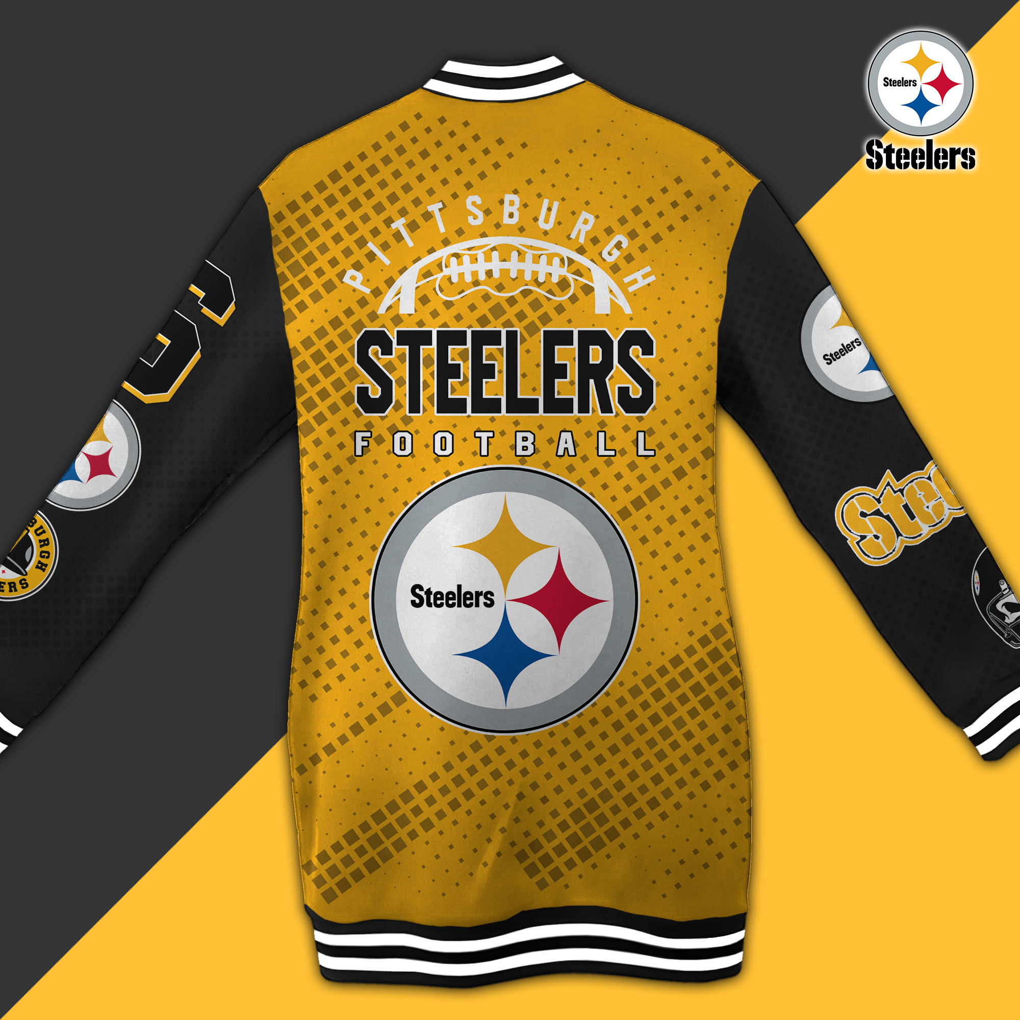 Pittsburgh Steelers Limited Edition Button Down Long Sleeve Jacket Dress