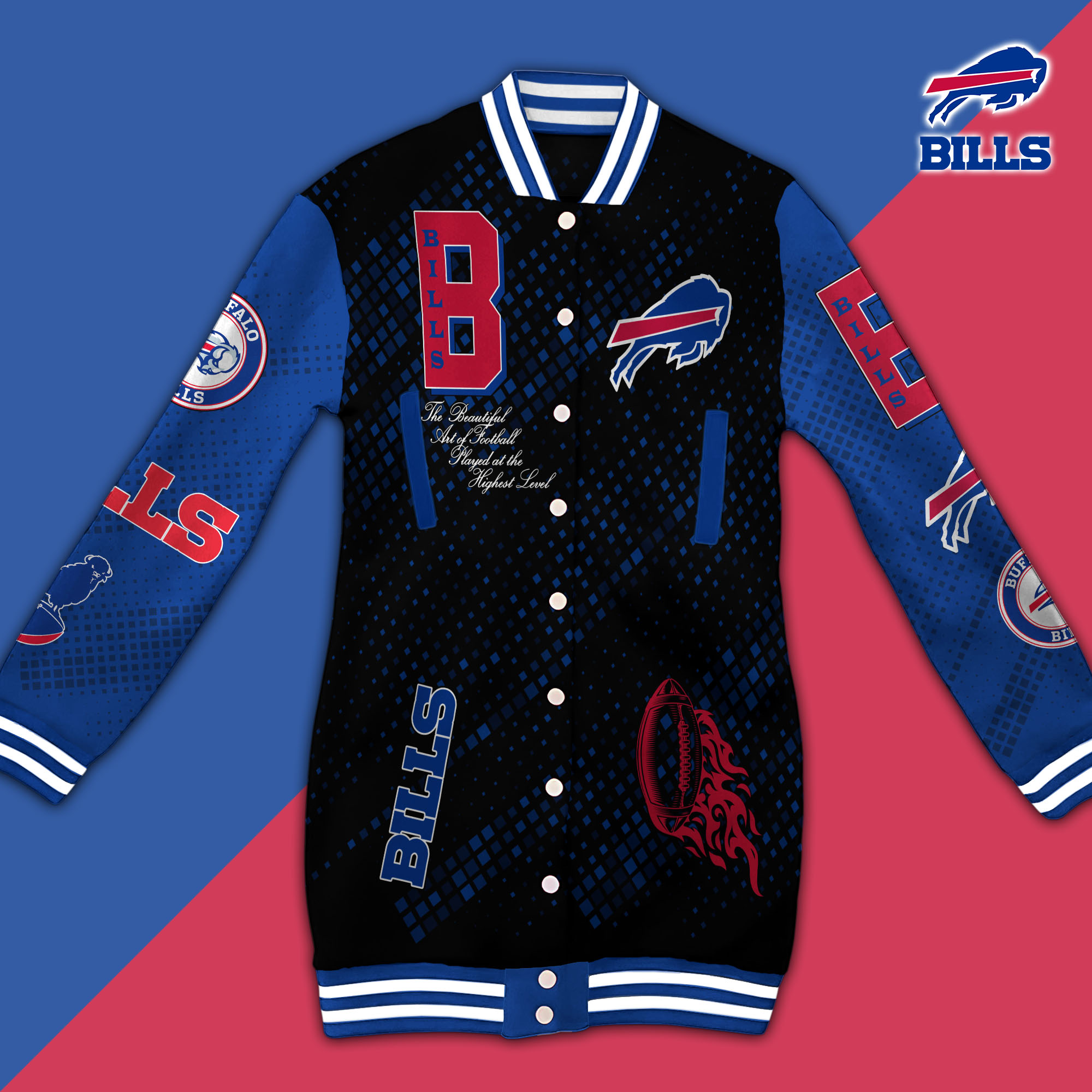 Buffalo Bills Limited Edition Button Down Long Sleeve Jacket Dress