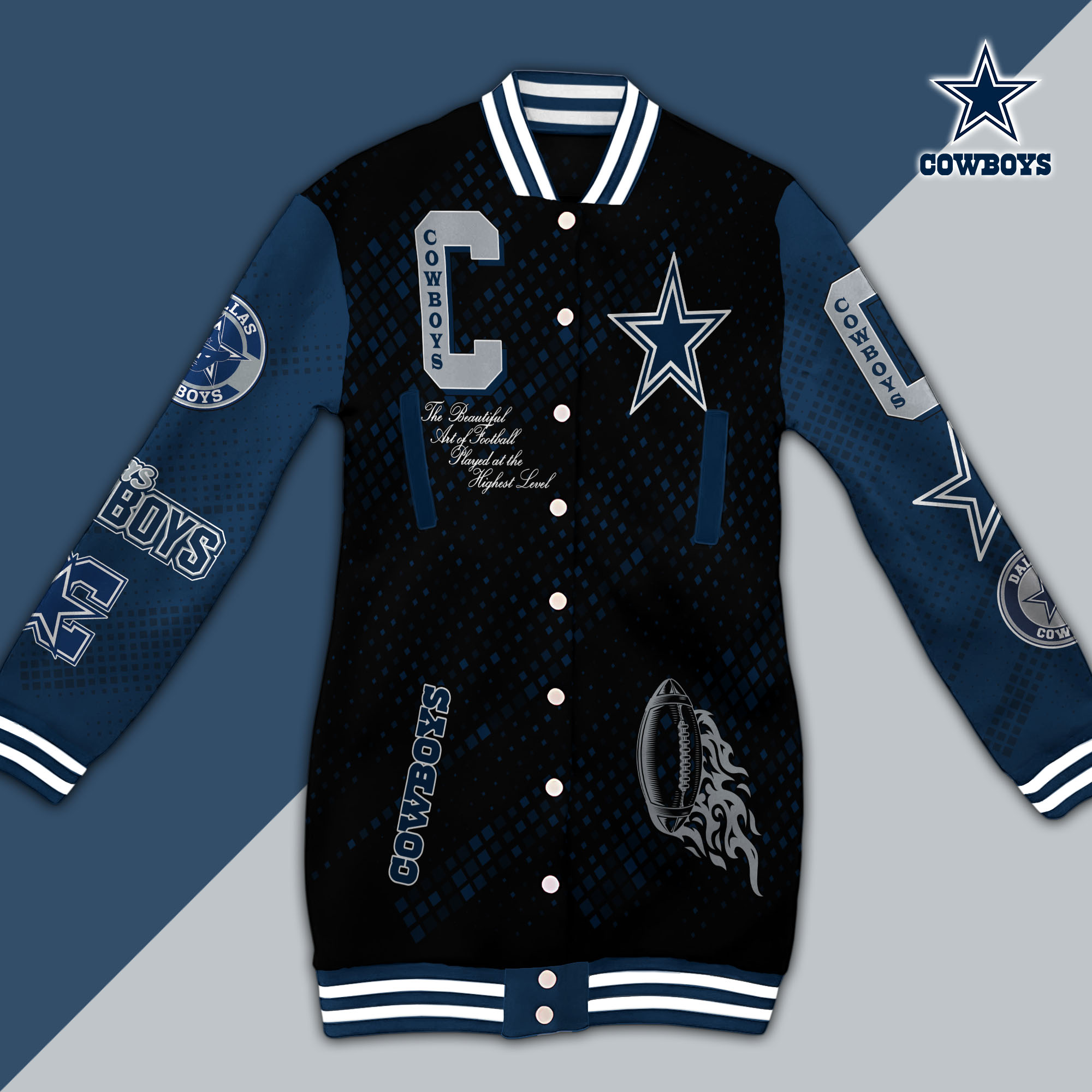 Dallas Cowboys Limited Edition Button Down Long Sleeve Jacket Dress