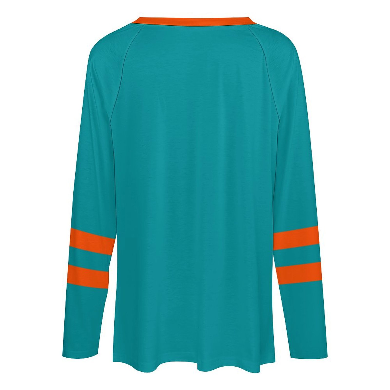 Miami Dolphins Women's V-neck Double-layered Long-sleeved Loose T-shirt