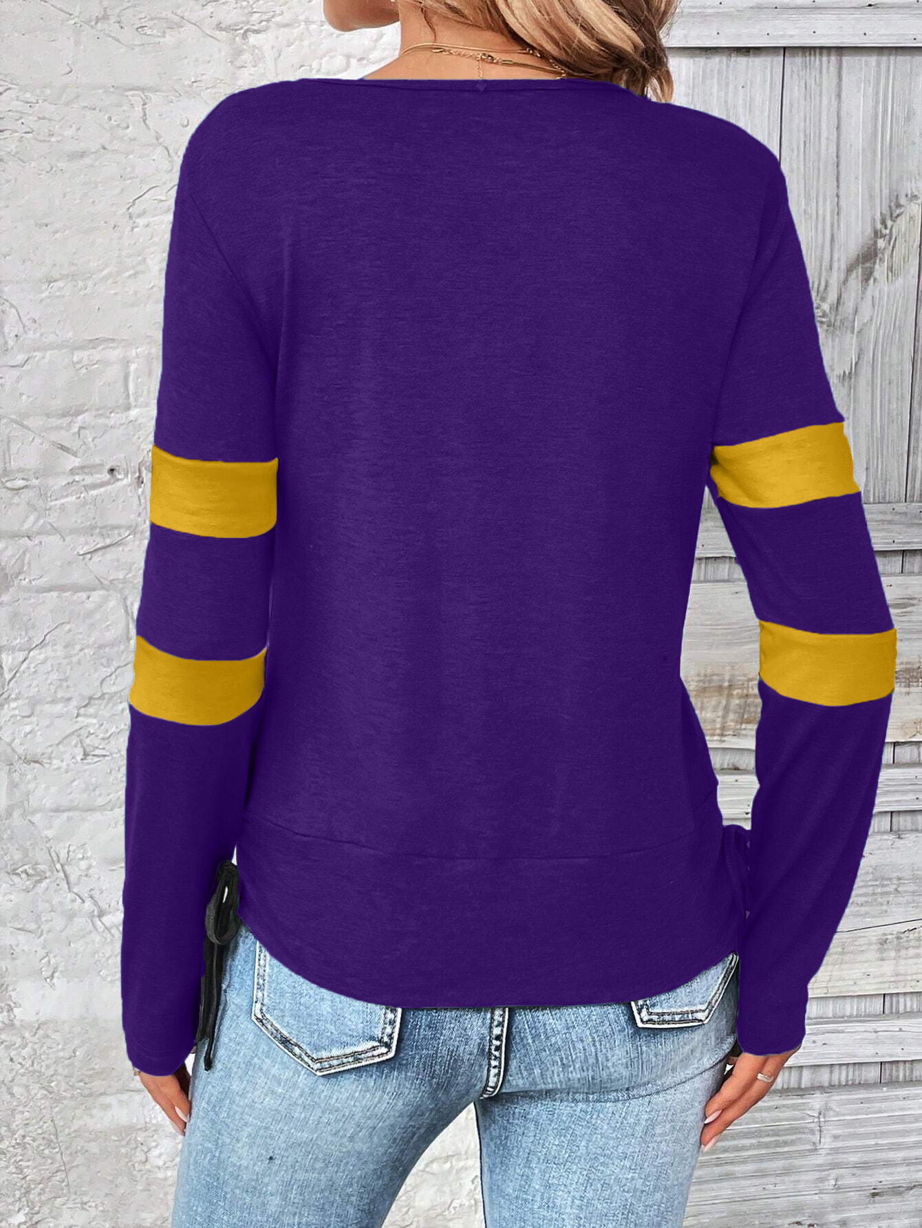 Contrast draped side drawstring T-shirt