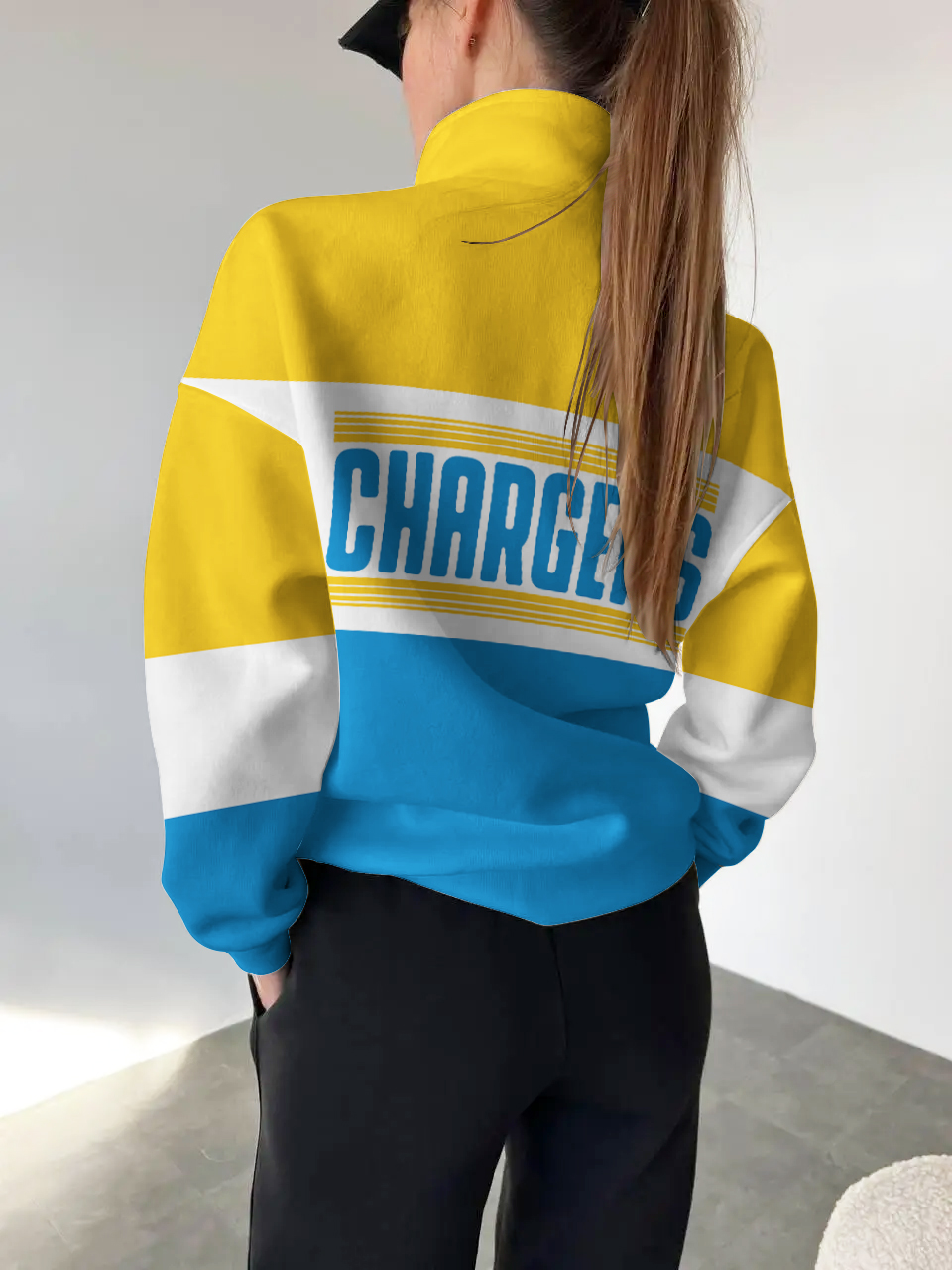 Los Angeles Chargers 2025 New Design Casual Snap  Mockneck Pullover