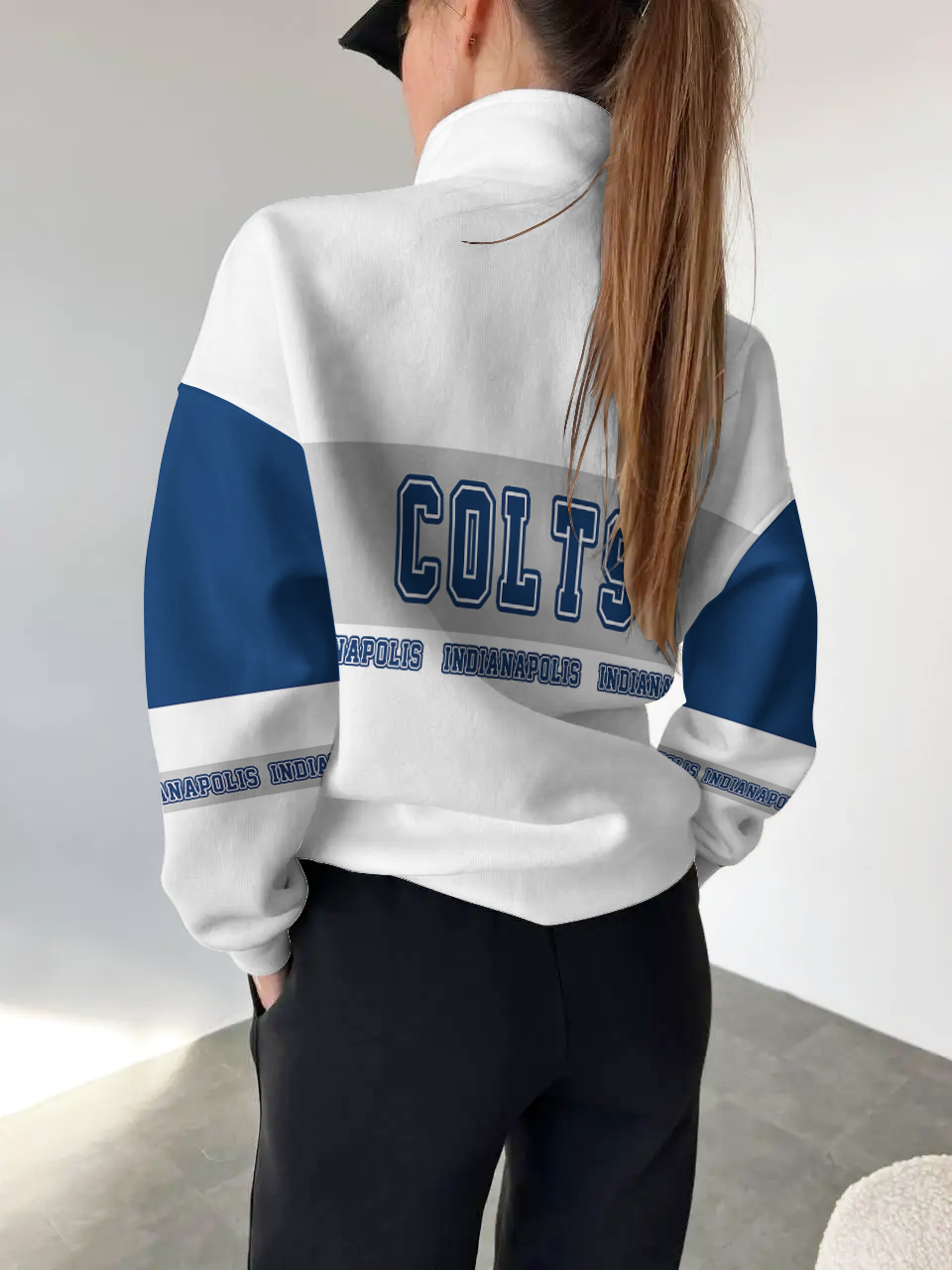 Indianapolis Colts  2025 New Design Casual Snap  Mockneck Pullover