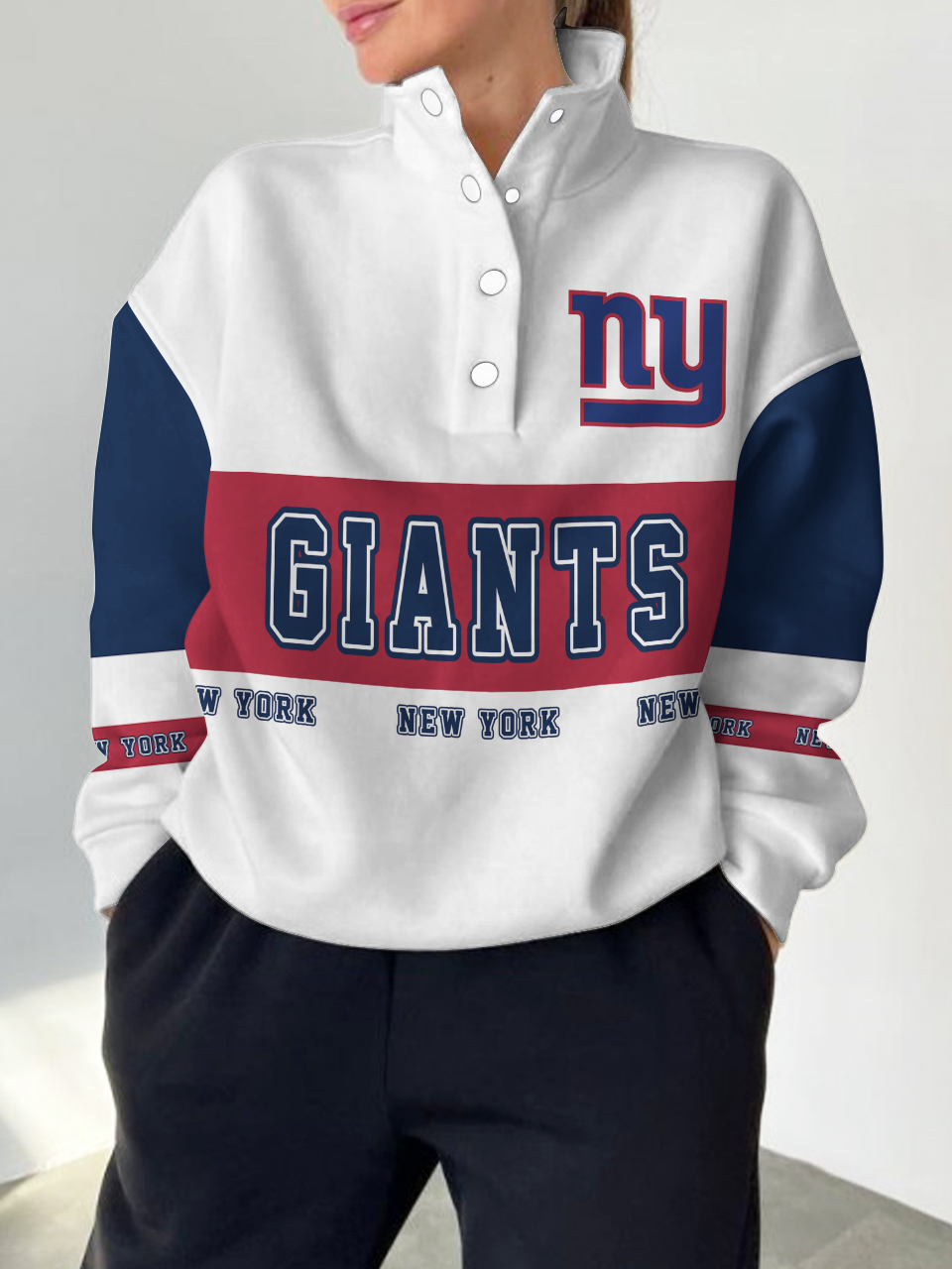 New York Giants  2025 New Design Casual Snap  Mockneck Pullover