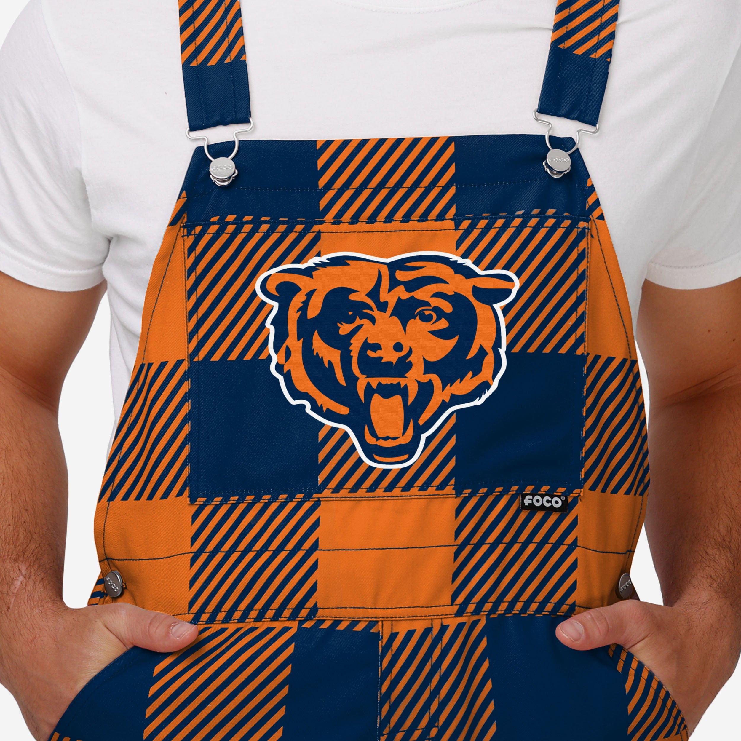 Chicago Bears Mens Plaid Bib Overalls