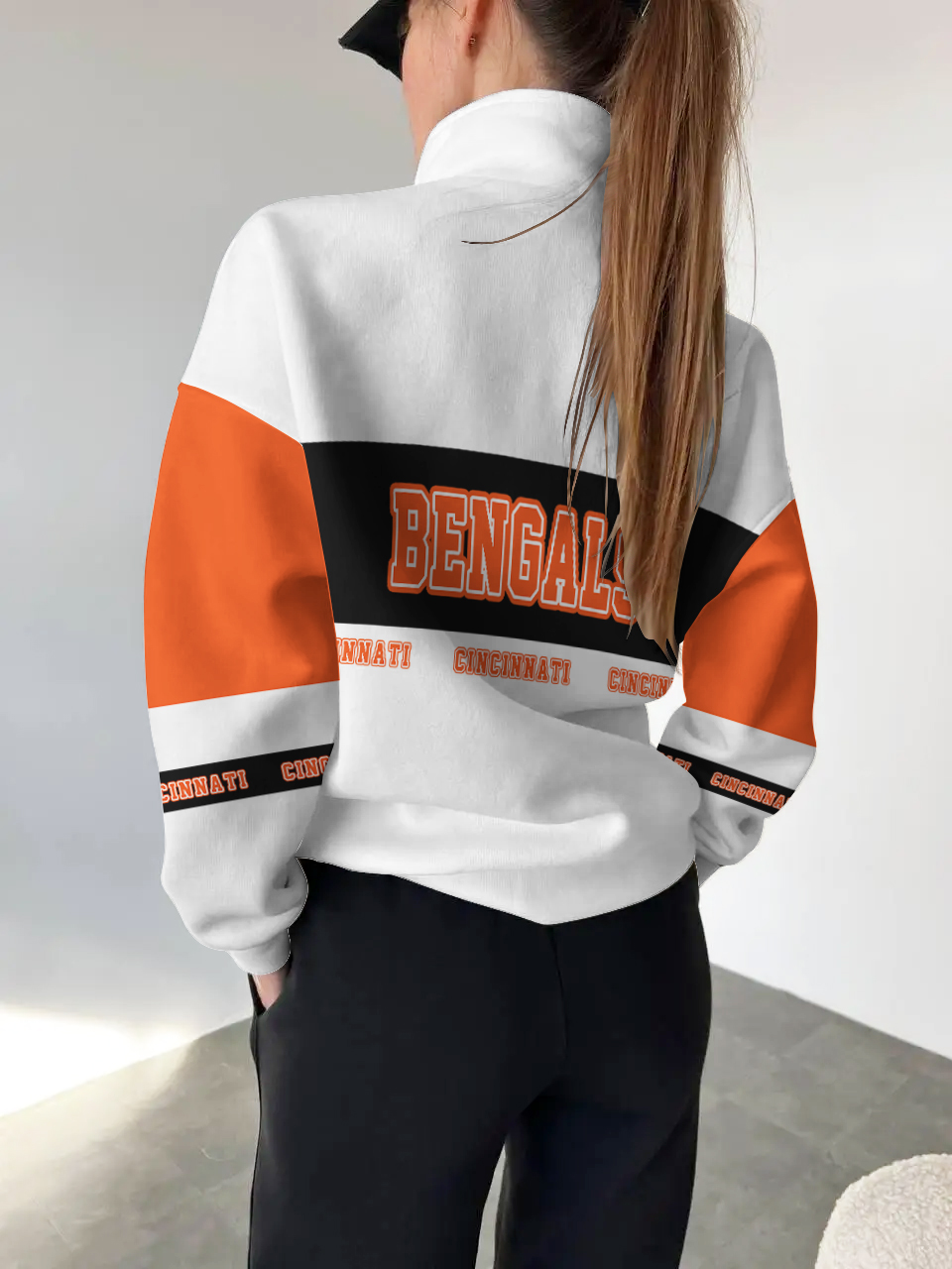Cincinnati Bengals  2025 New Design Casual Snap  Mockneck Pullover