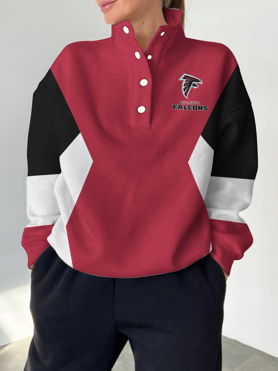 Atlanta Falcons 2025 New Design Casual Snap Mockneck Pullover