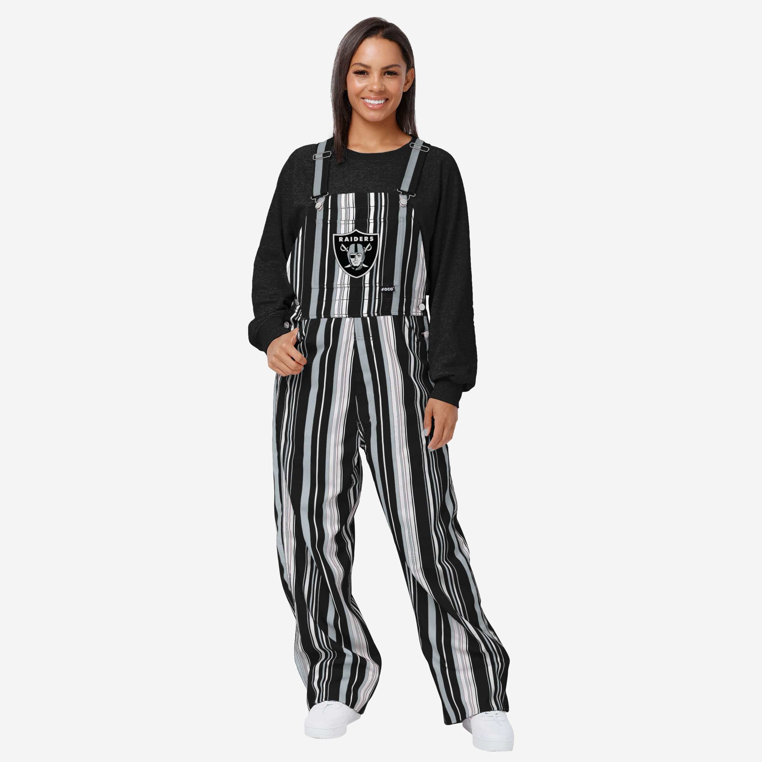Las Vegas Raiders Womens Hyper Stripe Bib Overalls