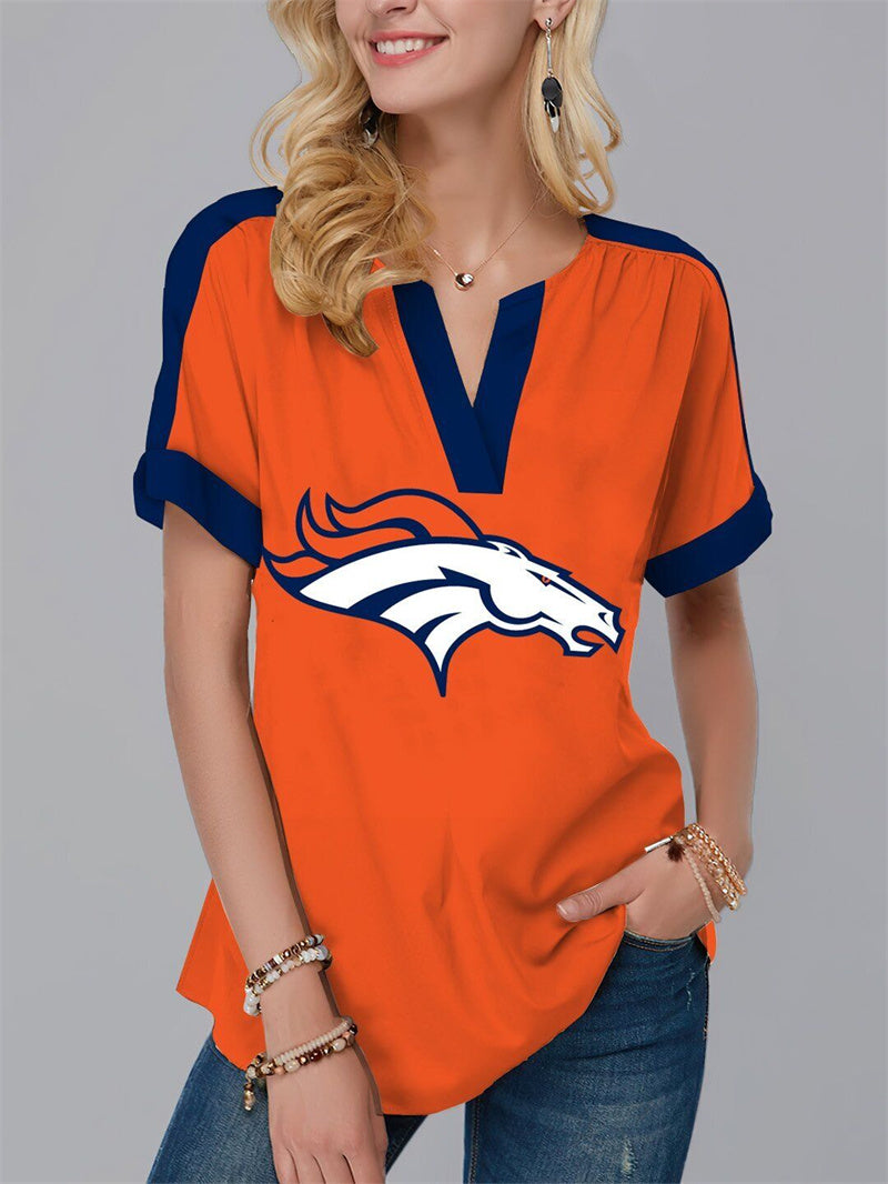 Denver BroncosFashion Short Sleeve V-Neck Shirt