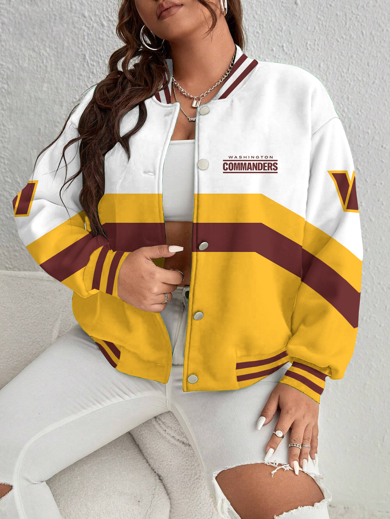 Washington Commanders Women's Long Pass Full- Snap Casual Jacket