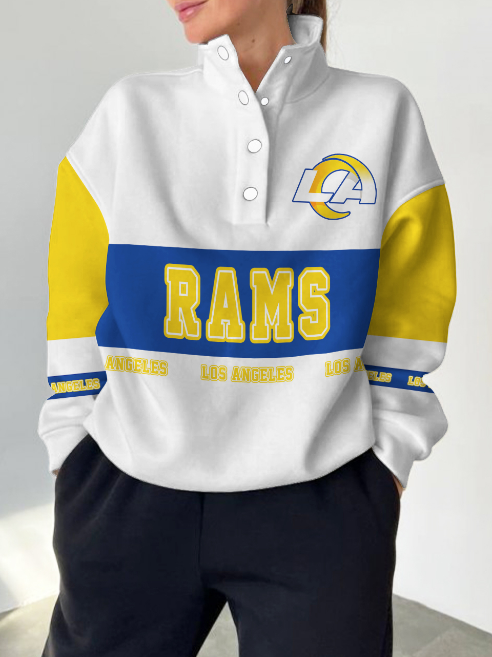 Los Angeles Rams  2025 New Design Casual Snap  Mockneck Pullover