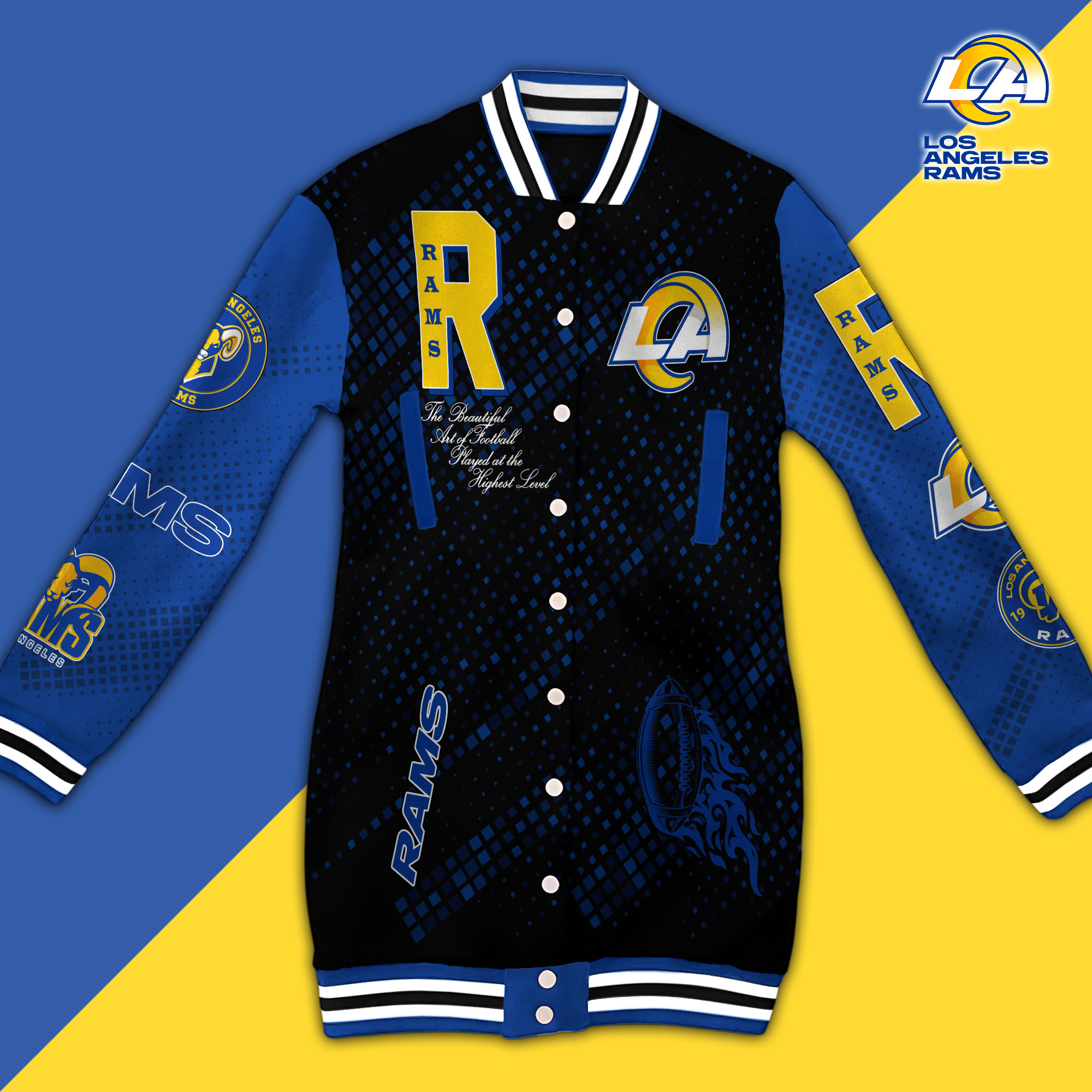 Los Angeles Rams Limited Edition Button Down Long Sleeve Jacket Dress