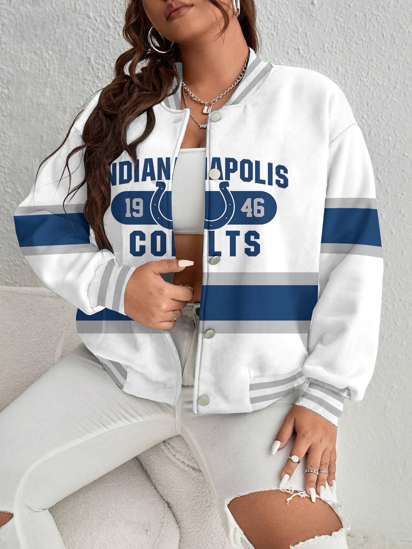 Indianapolis Colts Women's Long Pass Full- Snap Casual Jacket