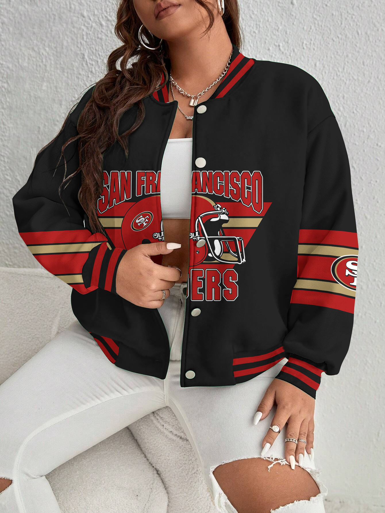 San Francisco 49ers Women's Long Pass Full- Snap Casual Jacket
