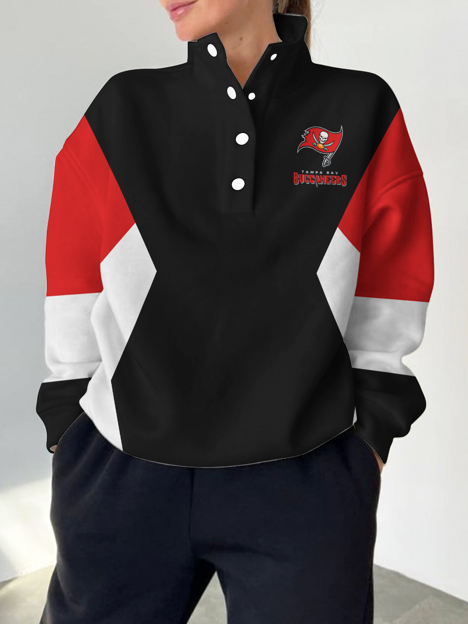 Tampa Bay Buccaneers 2025 New Design Casual Snap  Mockneck Pullover