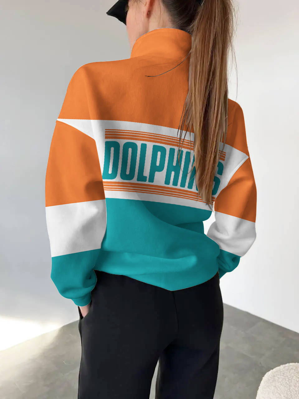 Miami Dolphins 2025 New Design Casual Snap  Mockneck Pullover