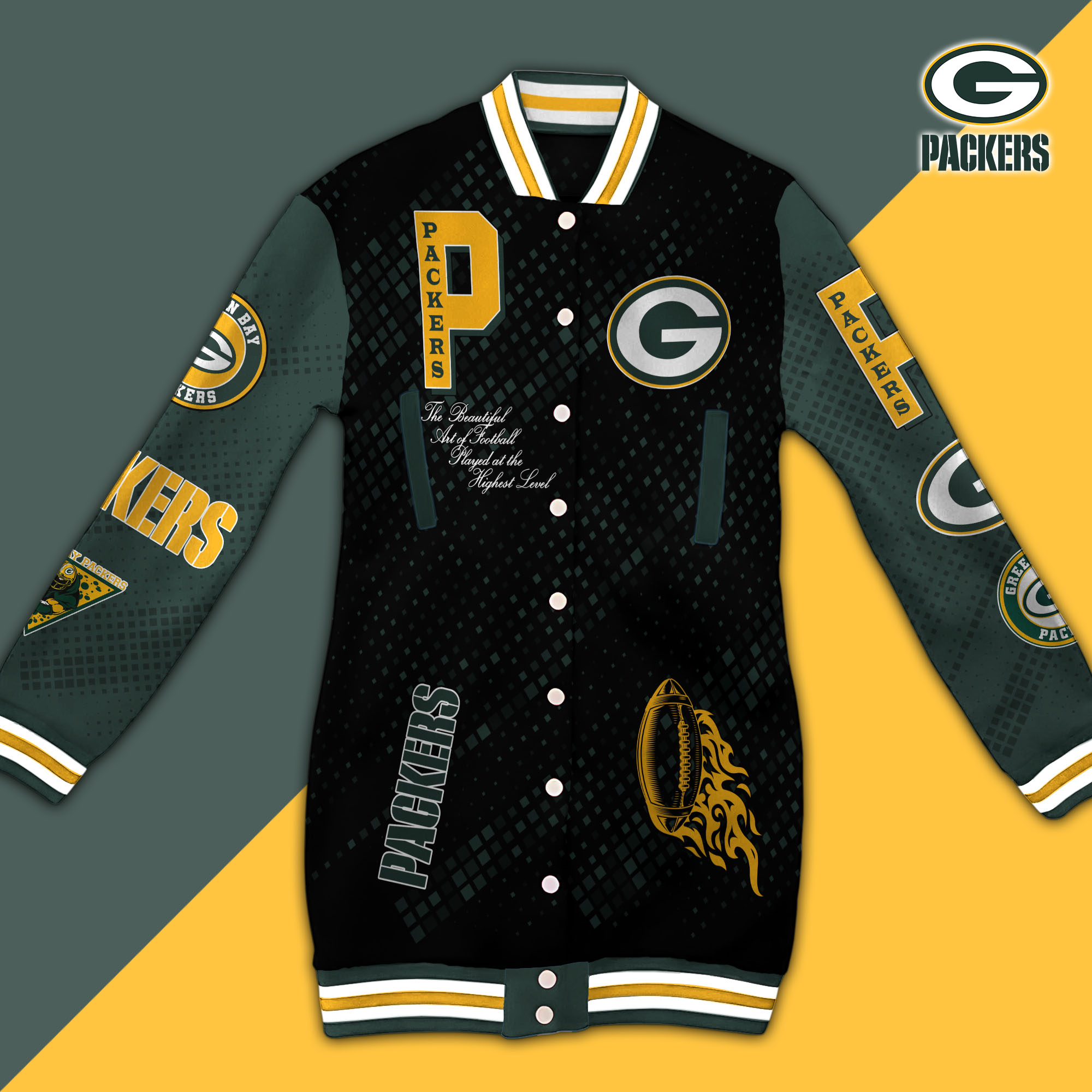 Green Bay Packers Limited Edition Button Down Long Sleeve Jacket Dress