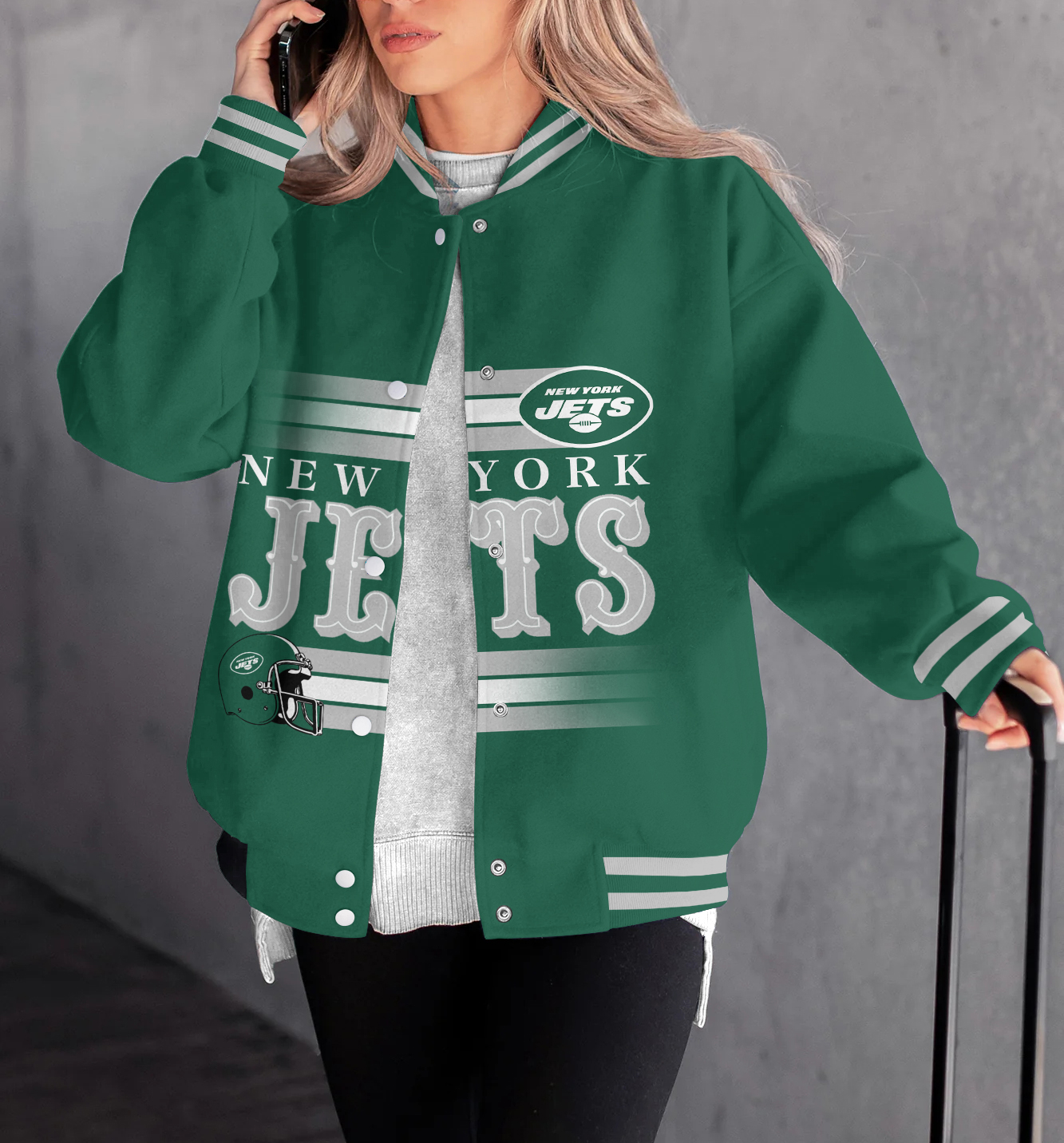 New York Jets Women's Long Pass Full- Snap Casual Jacket