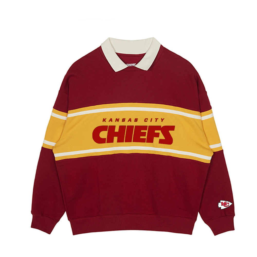 Casual loose contrast printed Lapel sweater