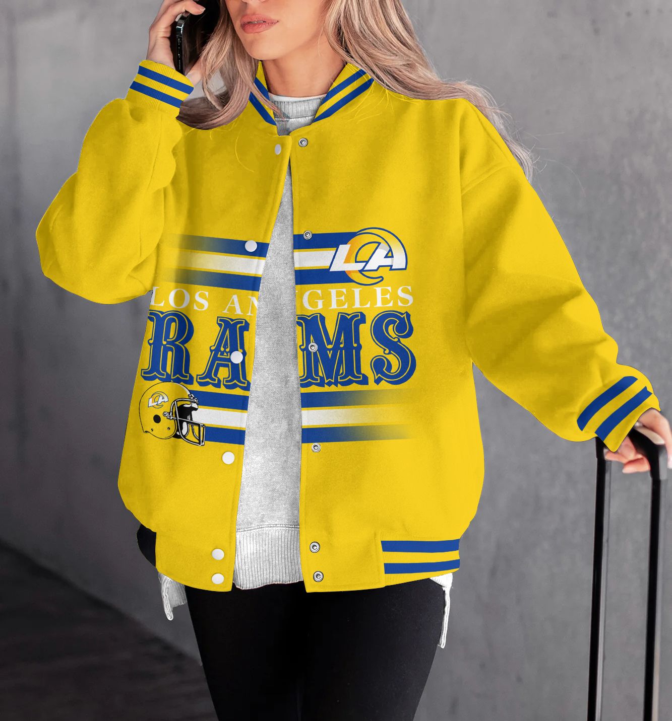 Los Angeles Rams Women's Long Pass Full- Snap Casual Jacket