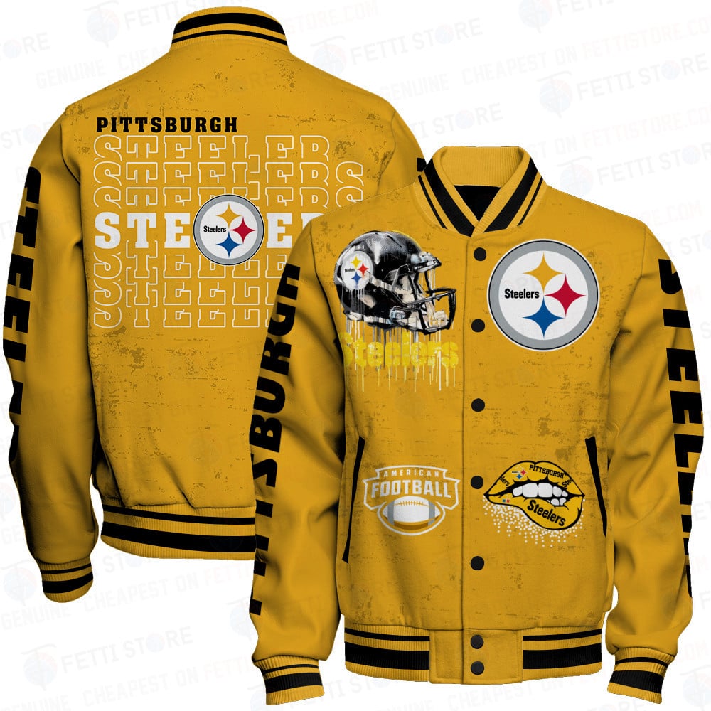 Pittsburgh Steelers National Football League Print Varsity Jacket STM V6