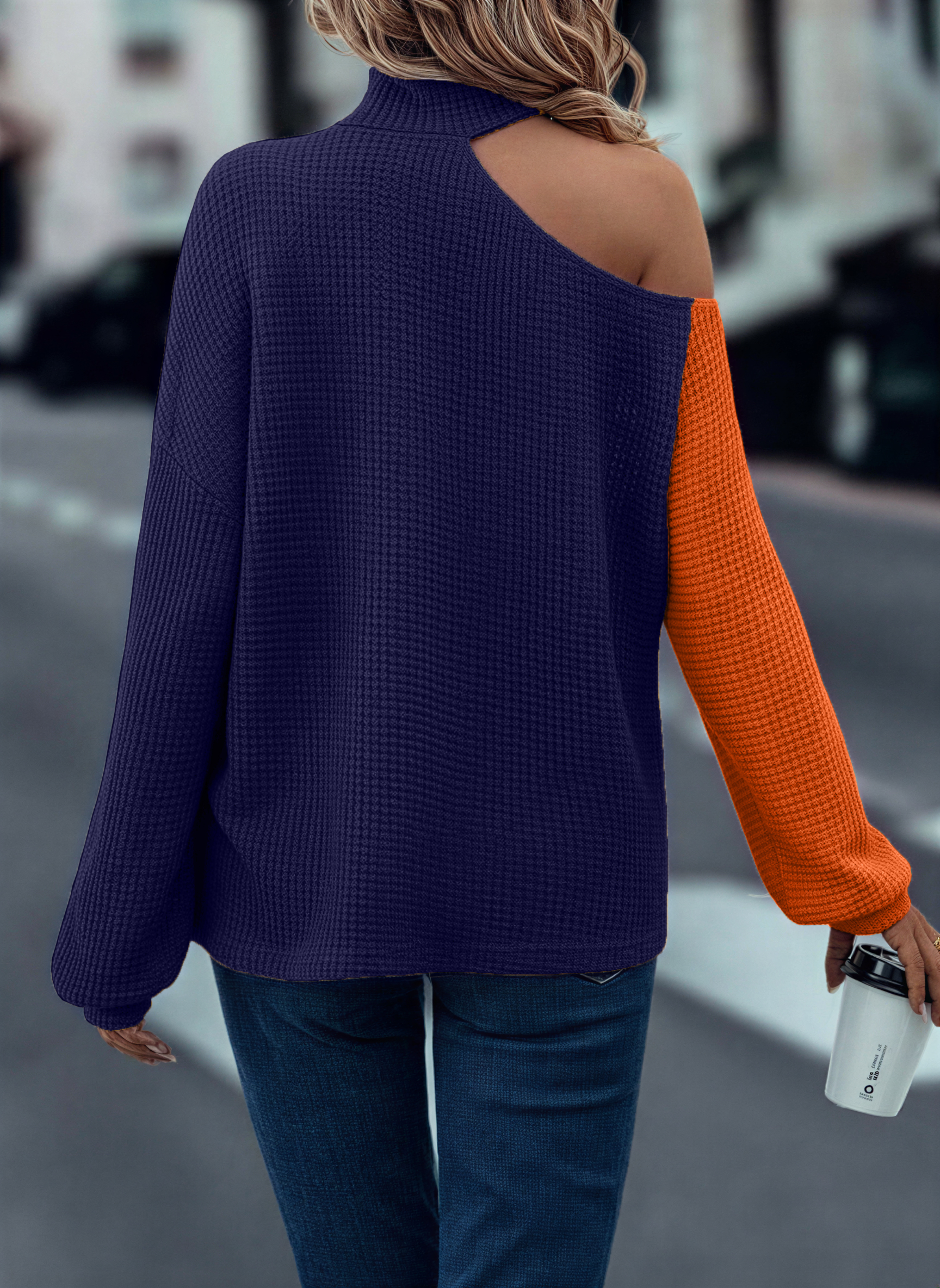 Casual Colorblock Off Shoulder T-Shirt