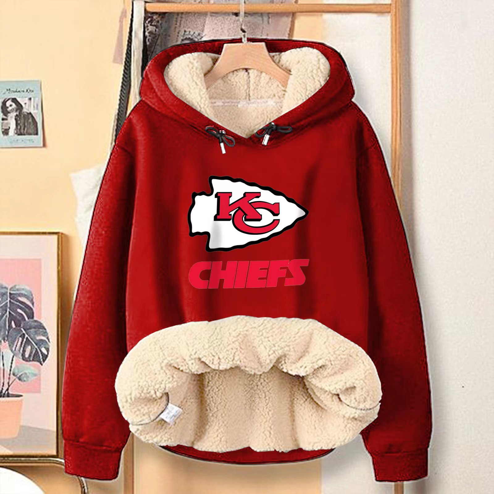 Casual Print Teddy Sherpa Fleece Hoodie