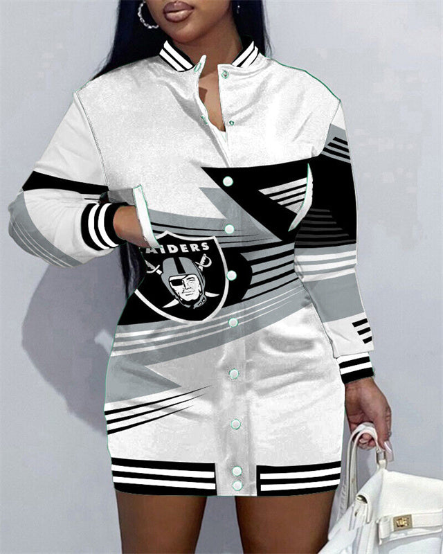 Las Vegas RaidersLimited Edition Button Down Long Sleeve Jacket Dress