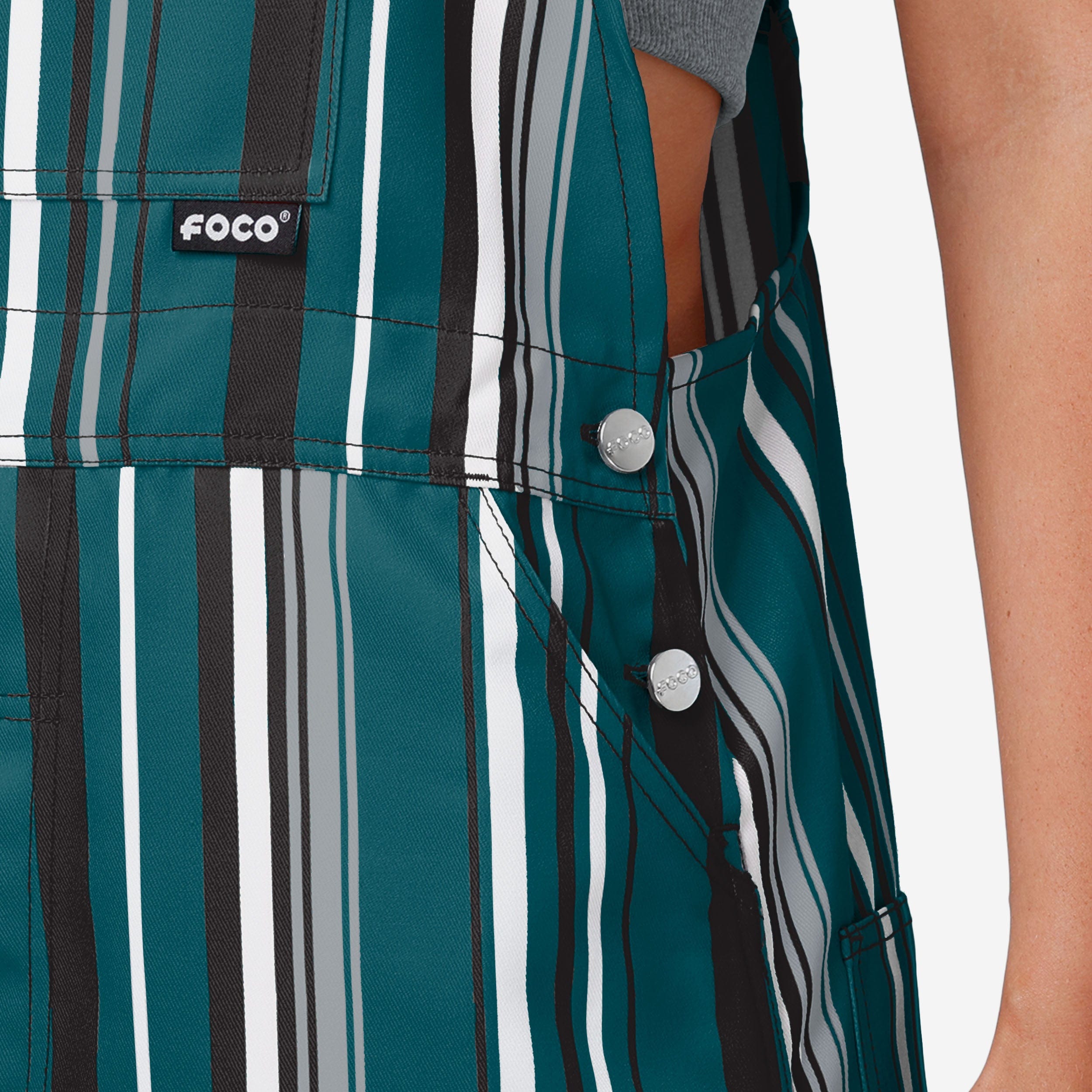 New Womens Hyper Stripe Bib Overalls