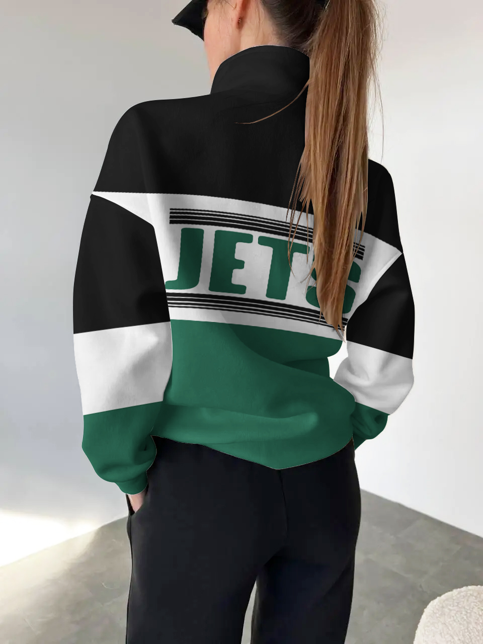 New York Jets 2025 New Design Casual Snap  Mockneck Pullover