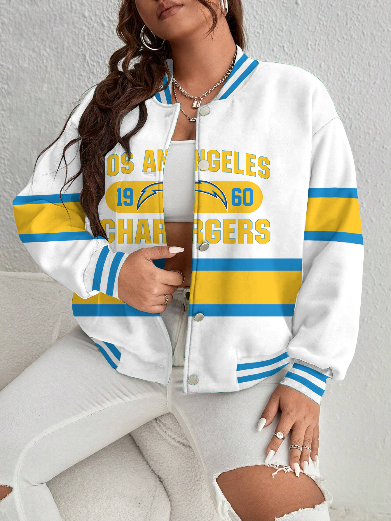 Los Angeles Chargers Women's Long Pass Full- Snap Casual Jacket